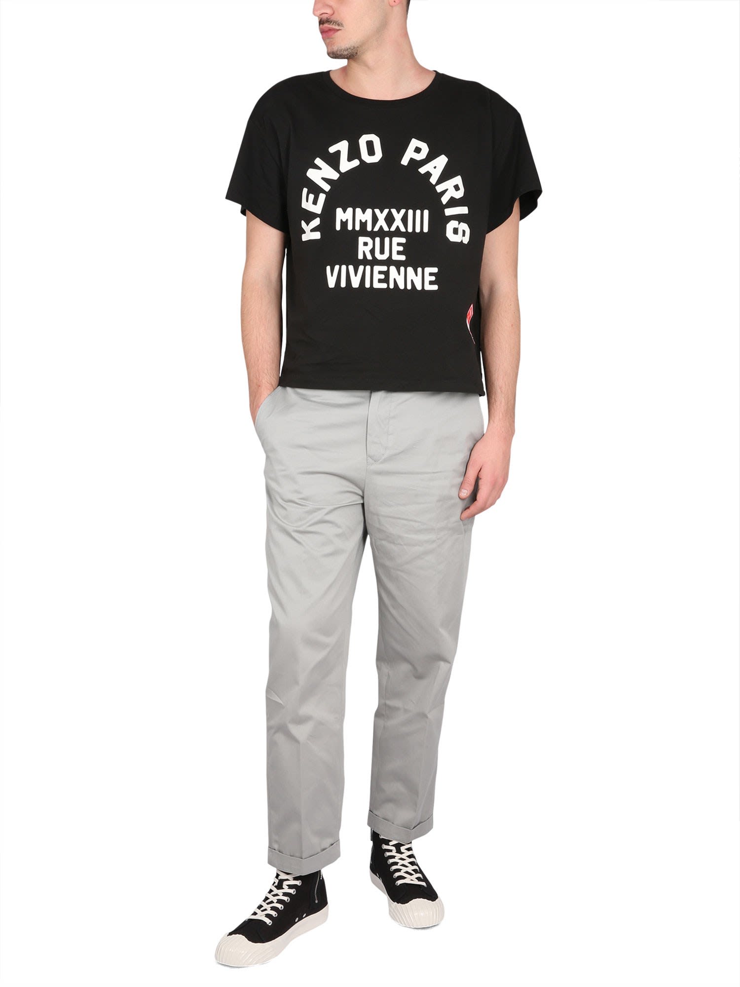 Kenzo Classic Fit Pants In Grigio