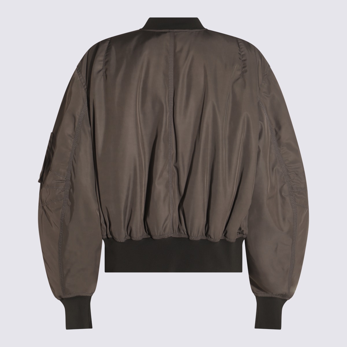 Attico Grey Bomber Jacket With Front Zip Closure And One Zipped Pocket On The Sleeve In Tech Fabric Woman In Gray