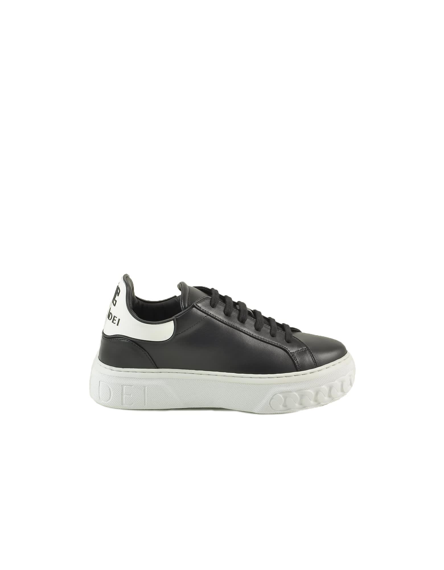 Casadei Black Leather Womens Chunky Sneakers