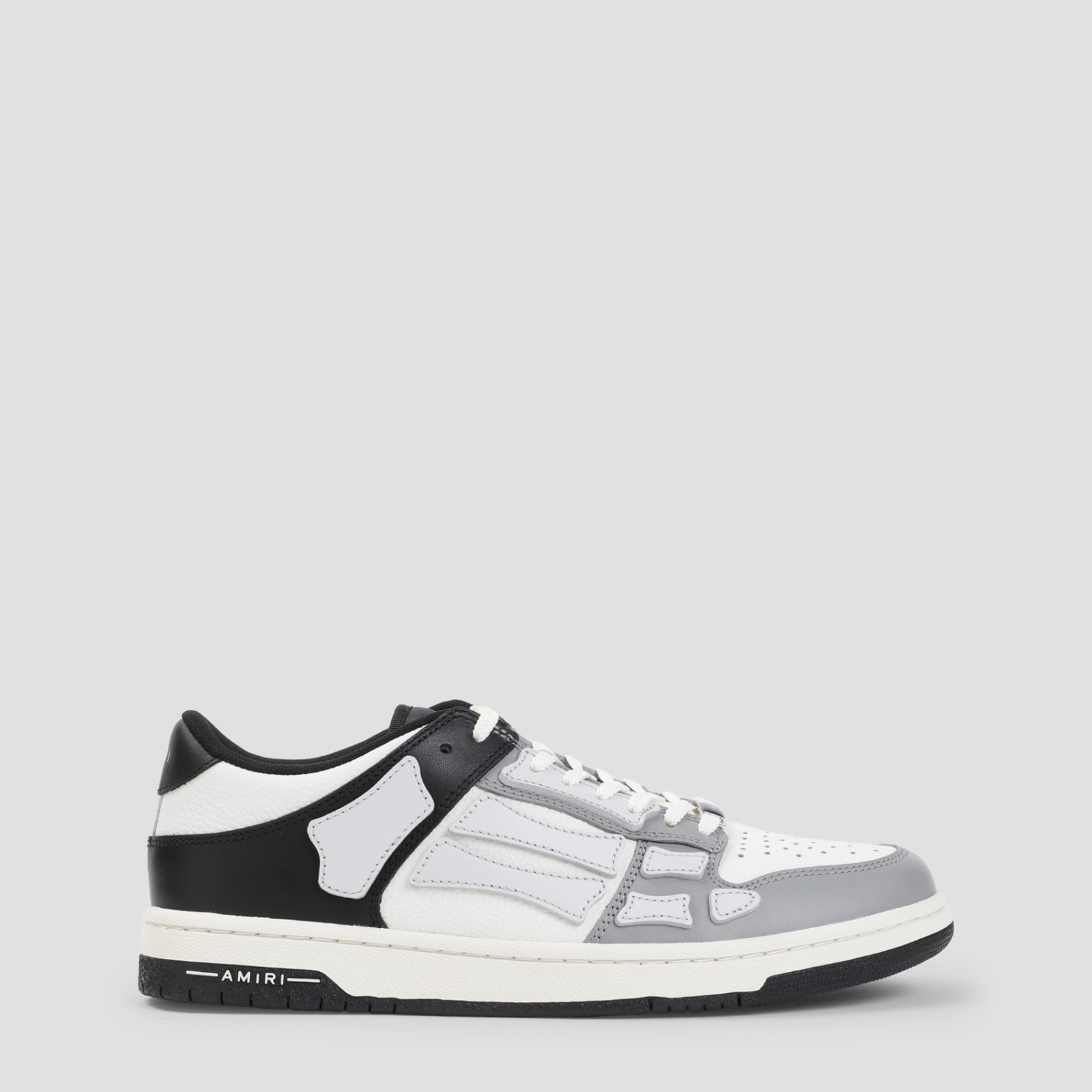 Shop Amiri Two-tone Skel Top Low Sneakers In Black White Grey