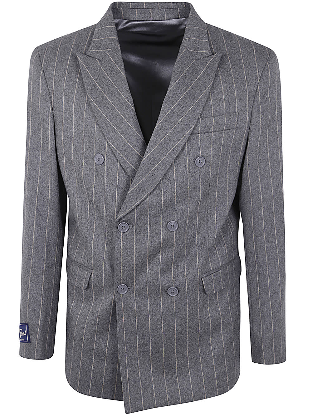 Shop Family First Milano Blazer Double Breast Striped In Gy Grey