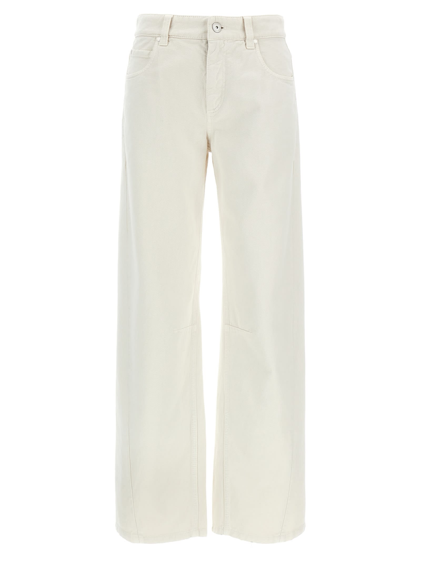 Shop Brunello Cucinelli Loose Jeans In Beige