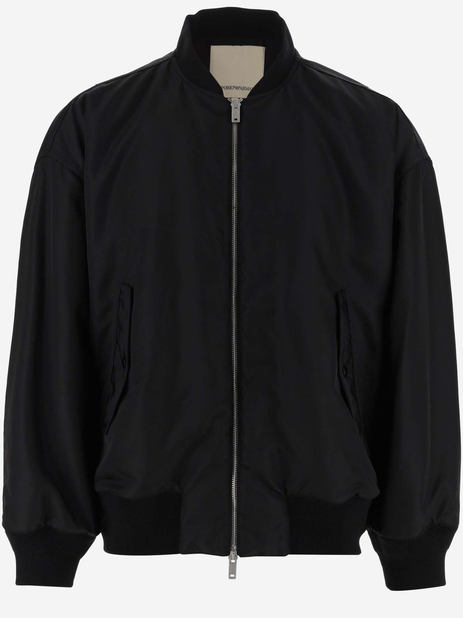 Nylon Bomber Jacket With Zipper