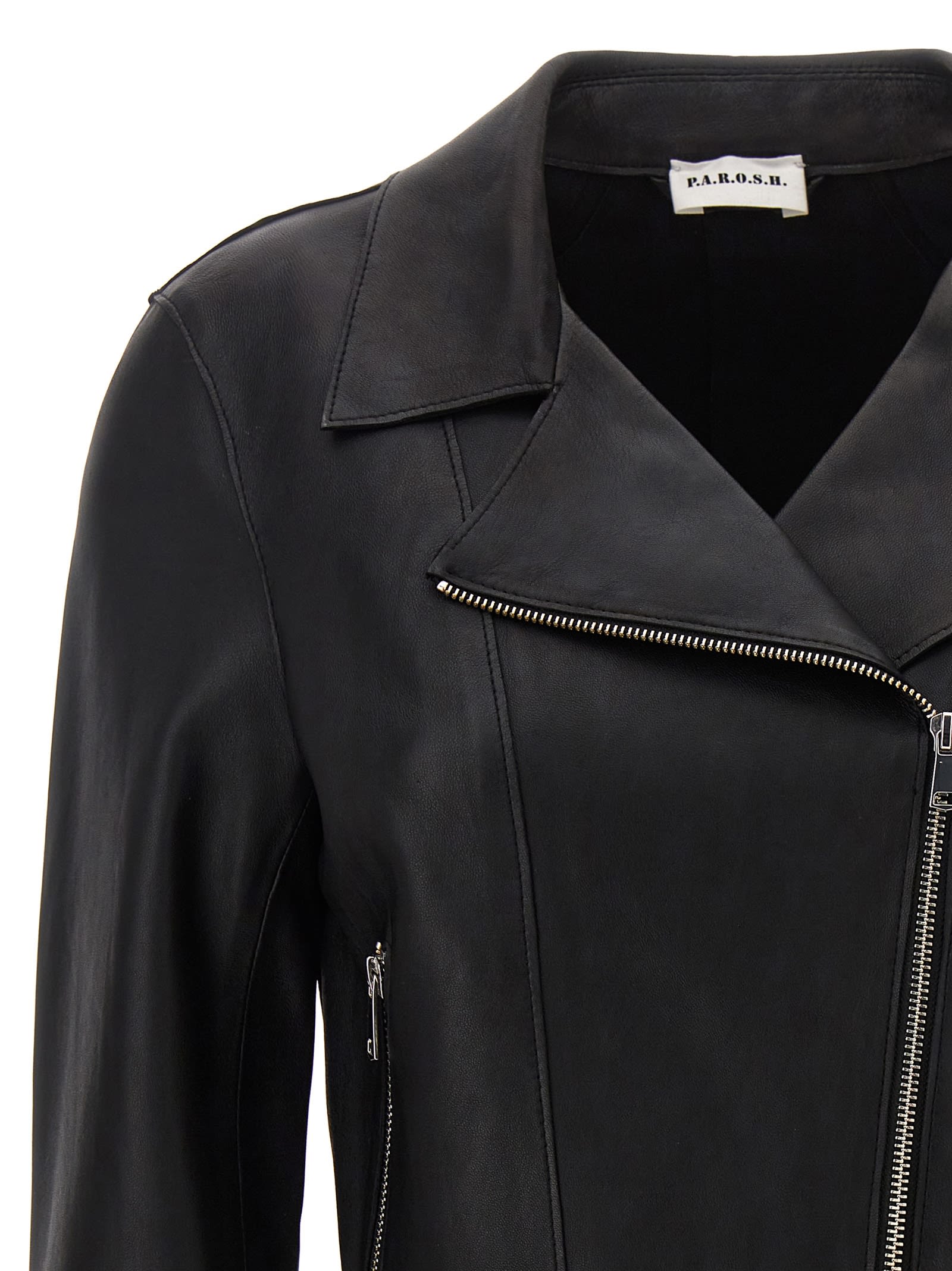 Shop P.a.r.o.s.h Nail Leather Jacket In Nero