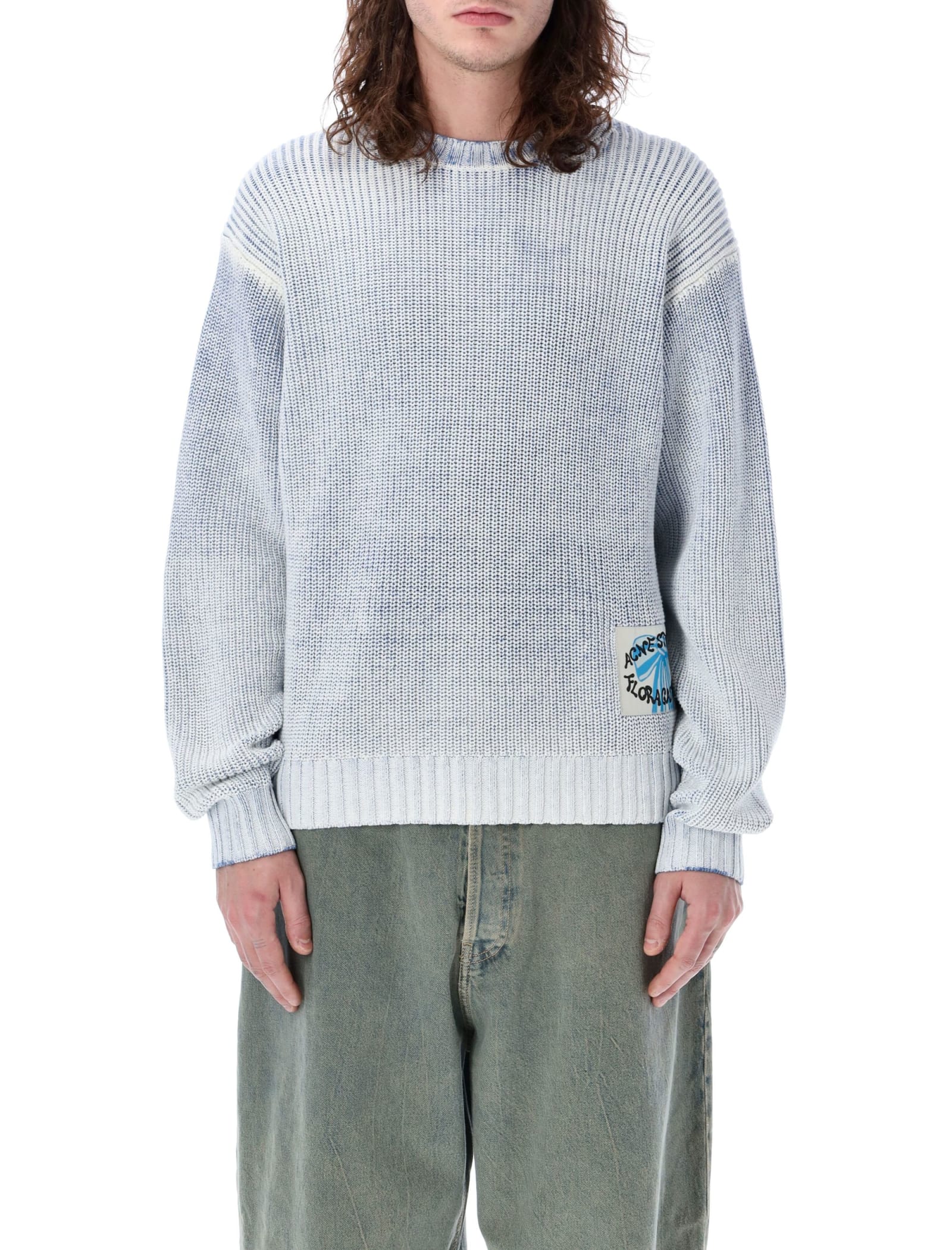 Shop Acne Studios Painted Sweater In Light Blue