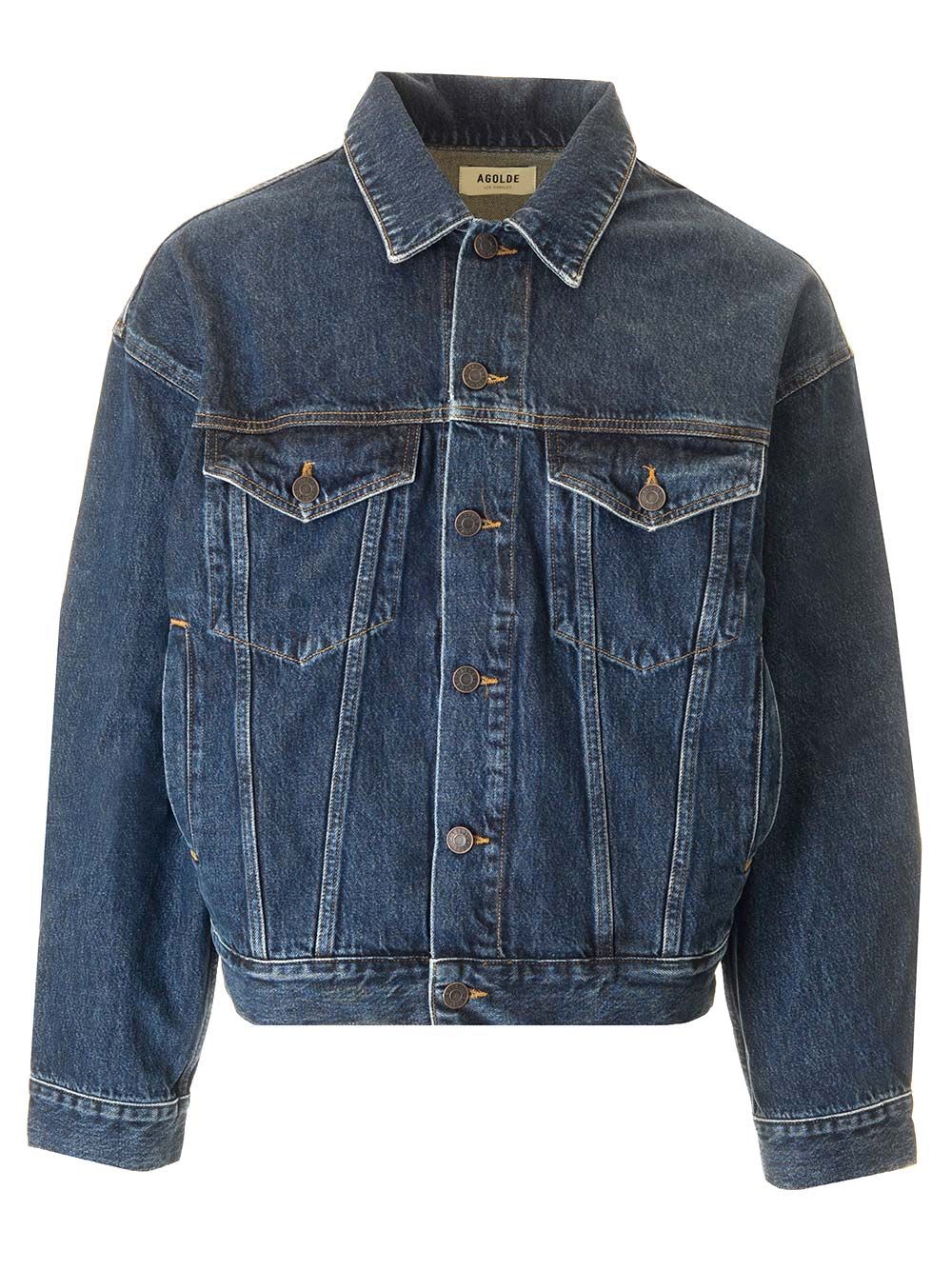 Shop Agolde Stefano Denim Jacket In Blue