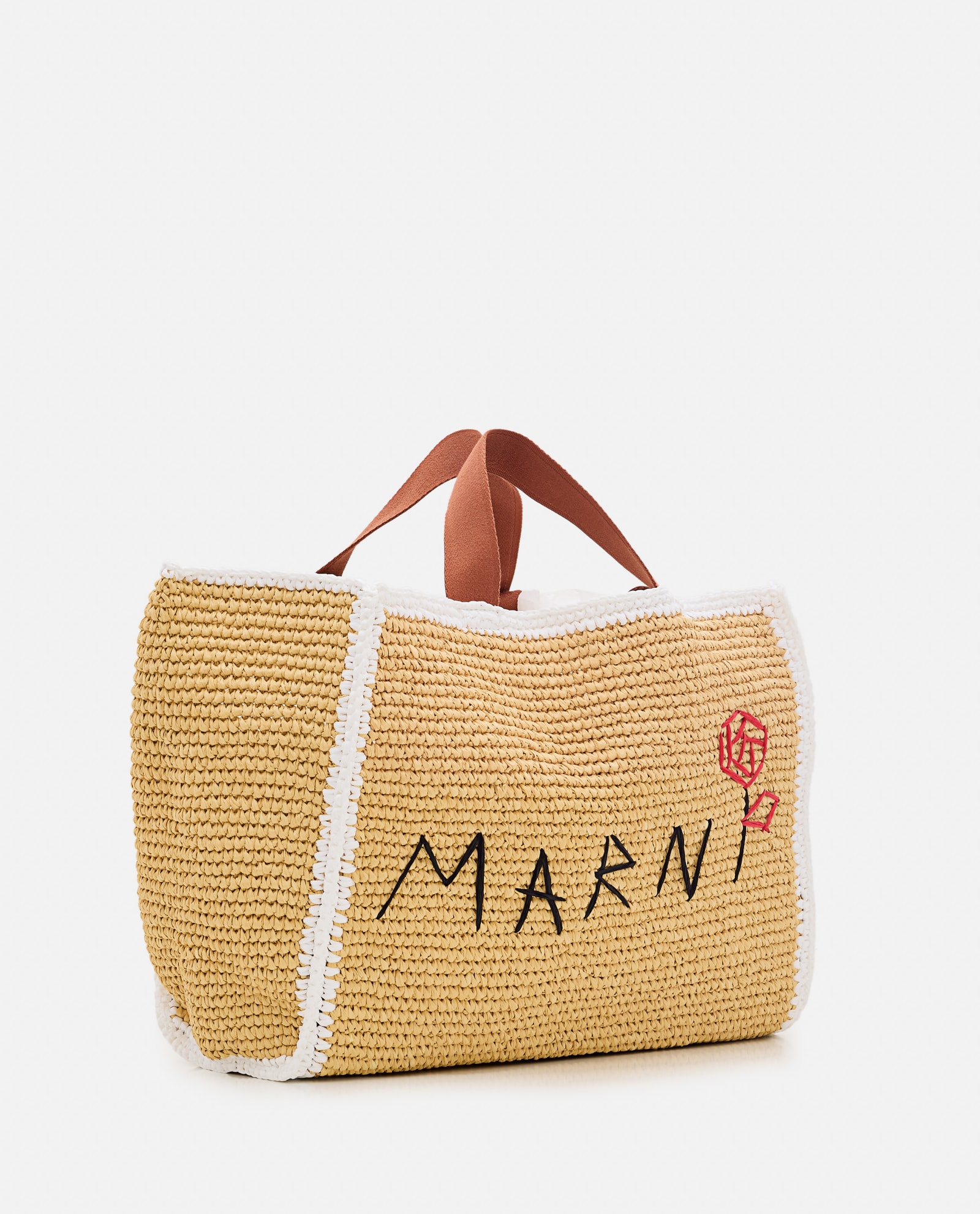 Shop Marni Tote Sillo Medium Handbag In Beige