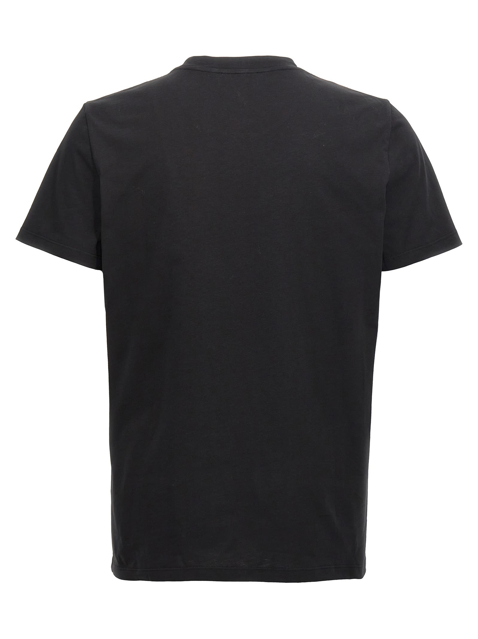 Shop Balmain Flocked Logo T-shirt In Black