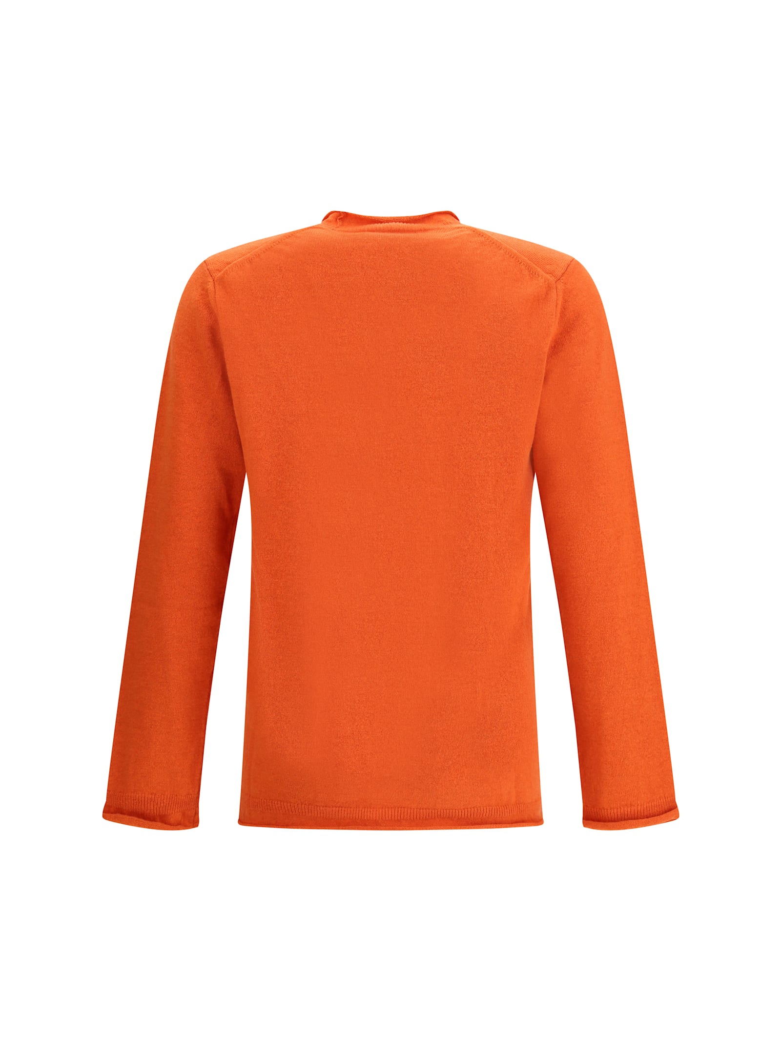 Comme Des Garçons Shirt Round Neckline Sweater In Wool In Orange