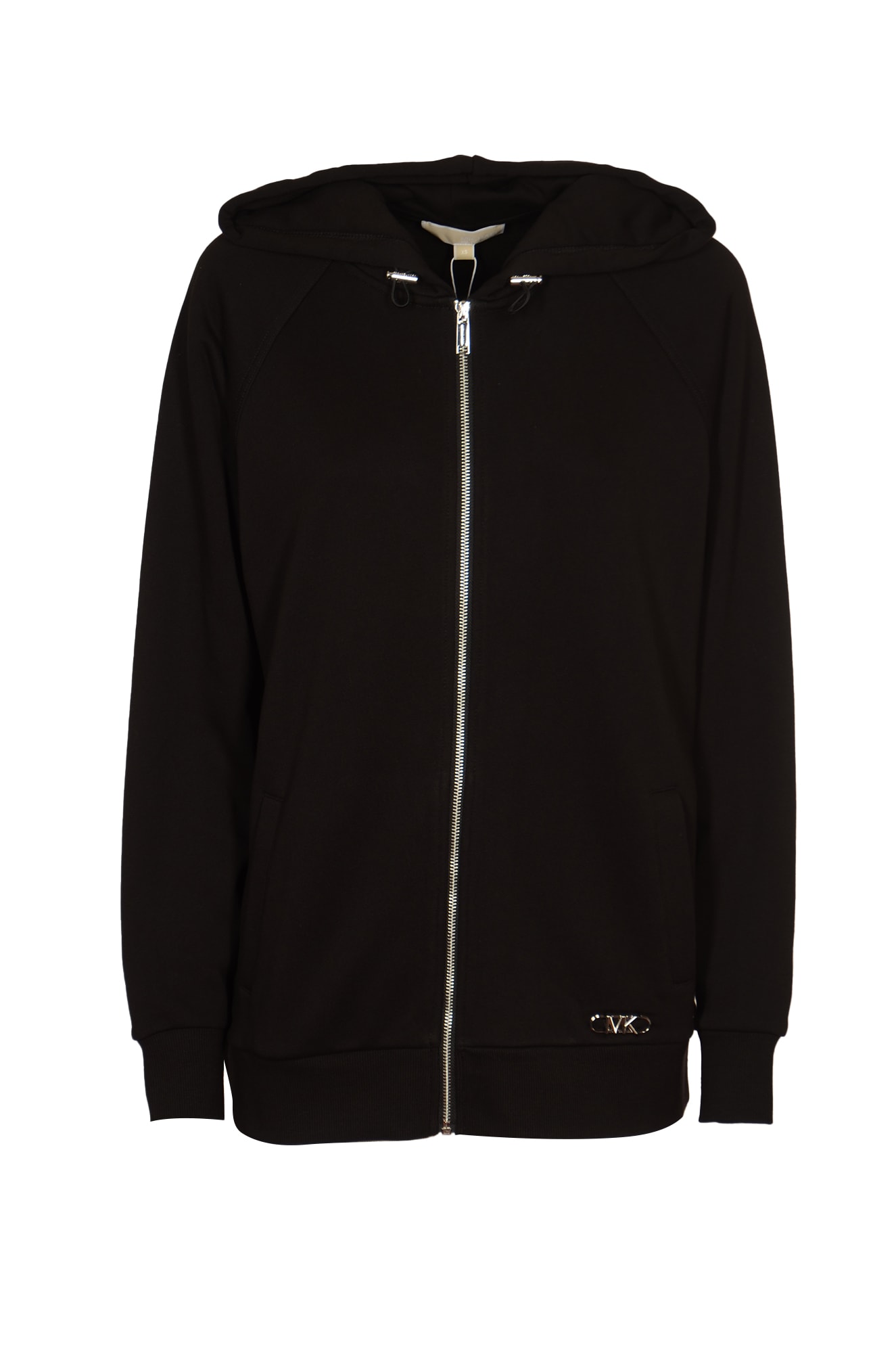 Shop Michael Kors Logo Applique Zipped Hoodie In Black