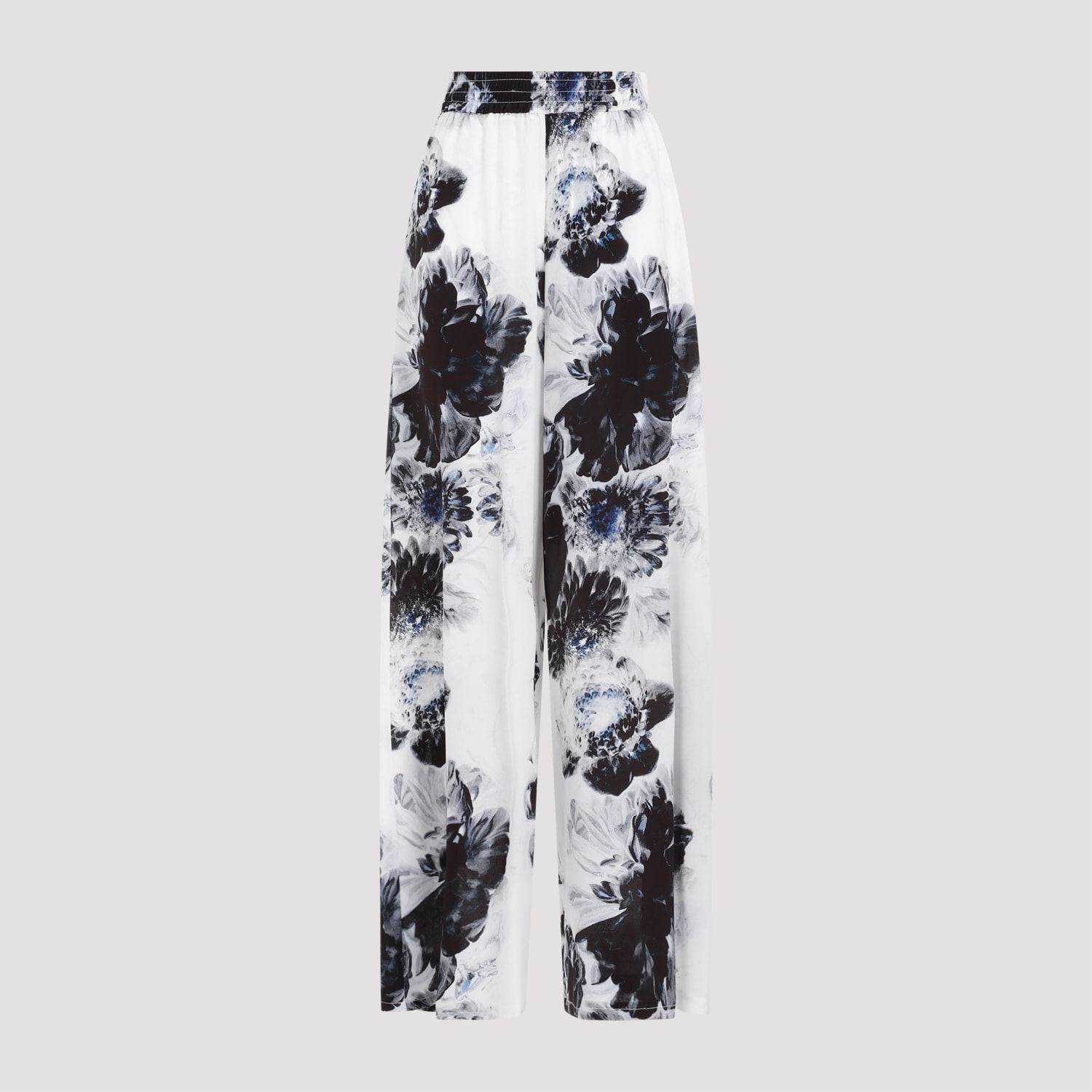 Shop Alexander Mcqueen Silk Pants In Ink