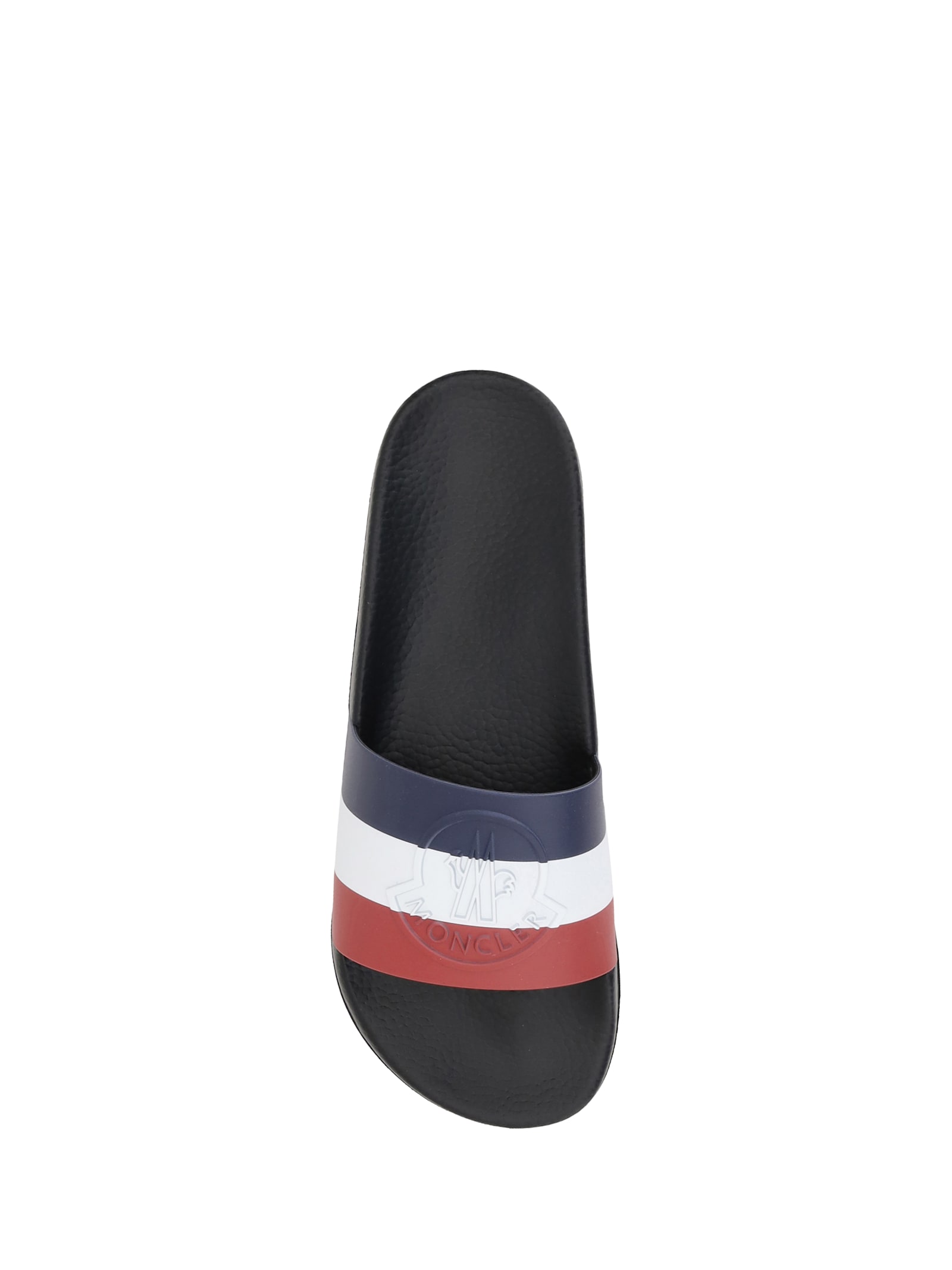 Moncler Basile Blue Slides With Tricolour Toe Strap In Rubber Man