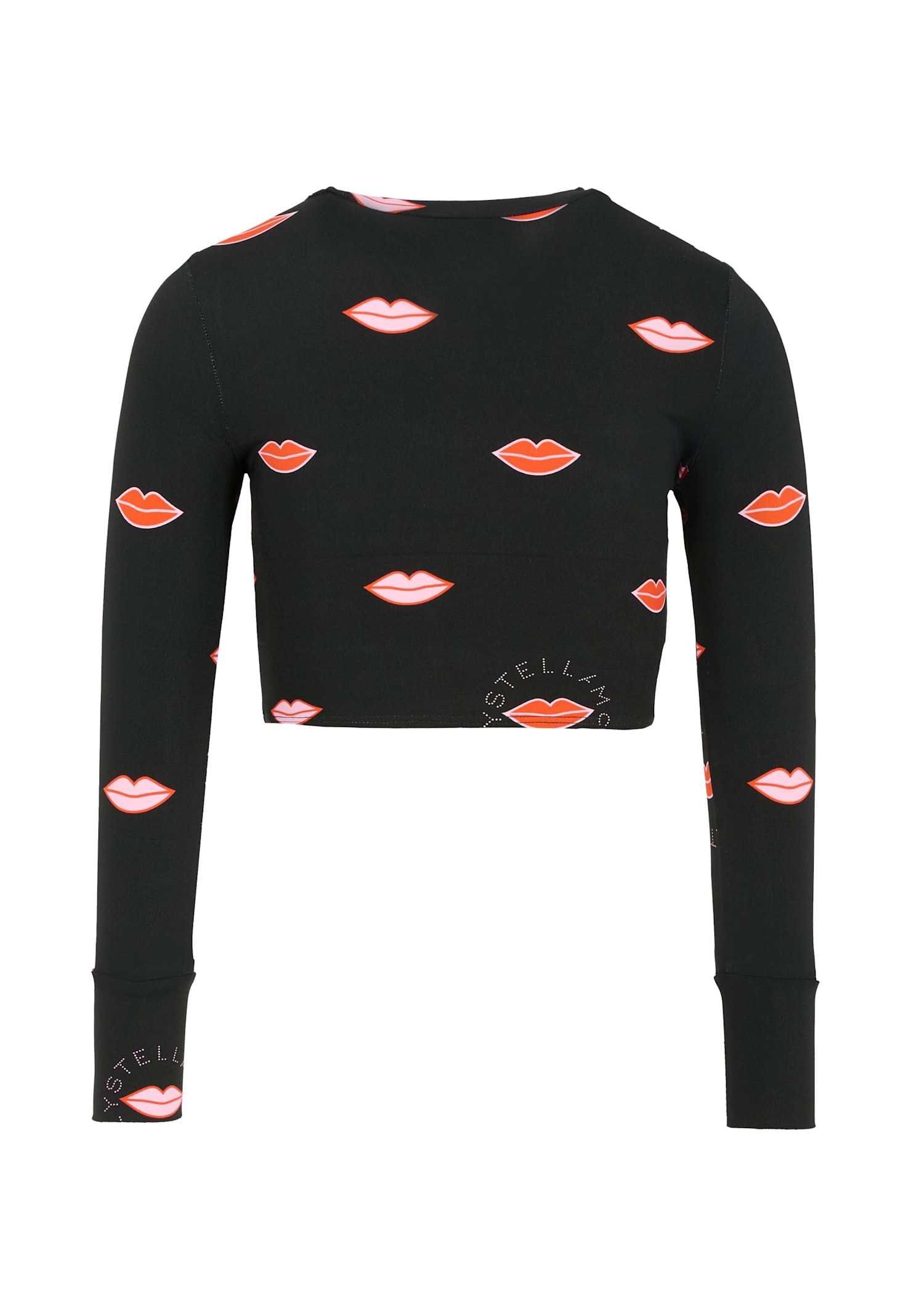 Stella Mccartney Black T-shirt For Girl With Mouth In Black