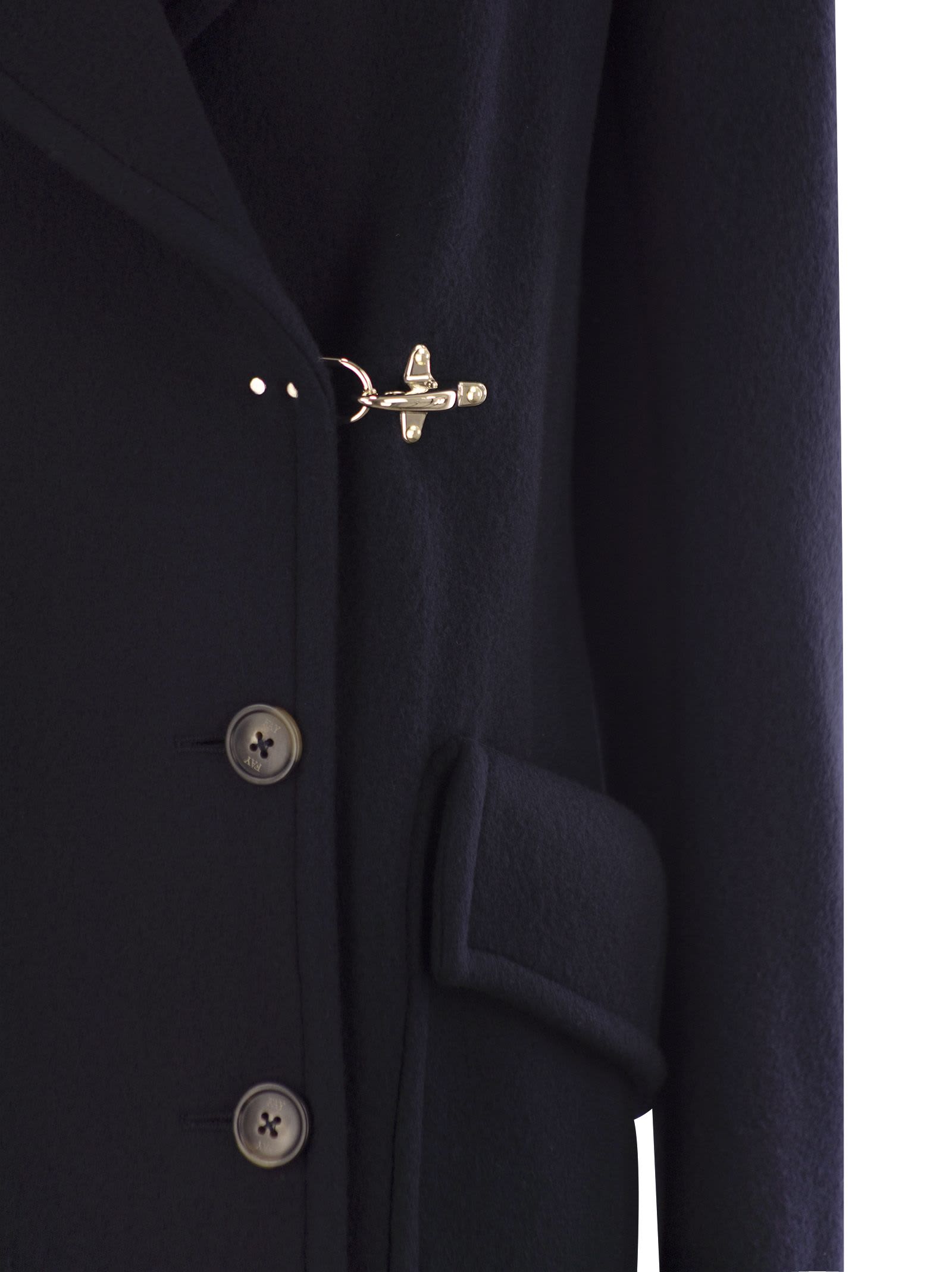 Fay Wool And Cashmere Peacoat In Blue