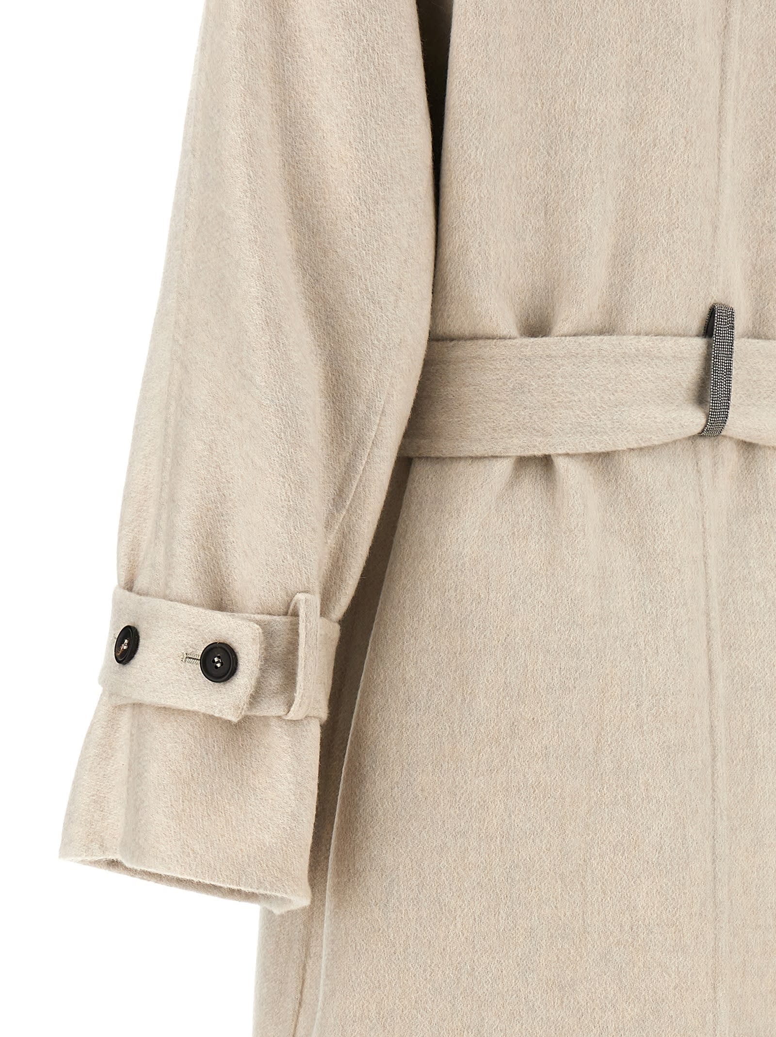 Shop Brunello Cucinelli Belted Coat In Gray