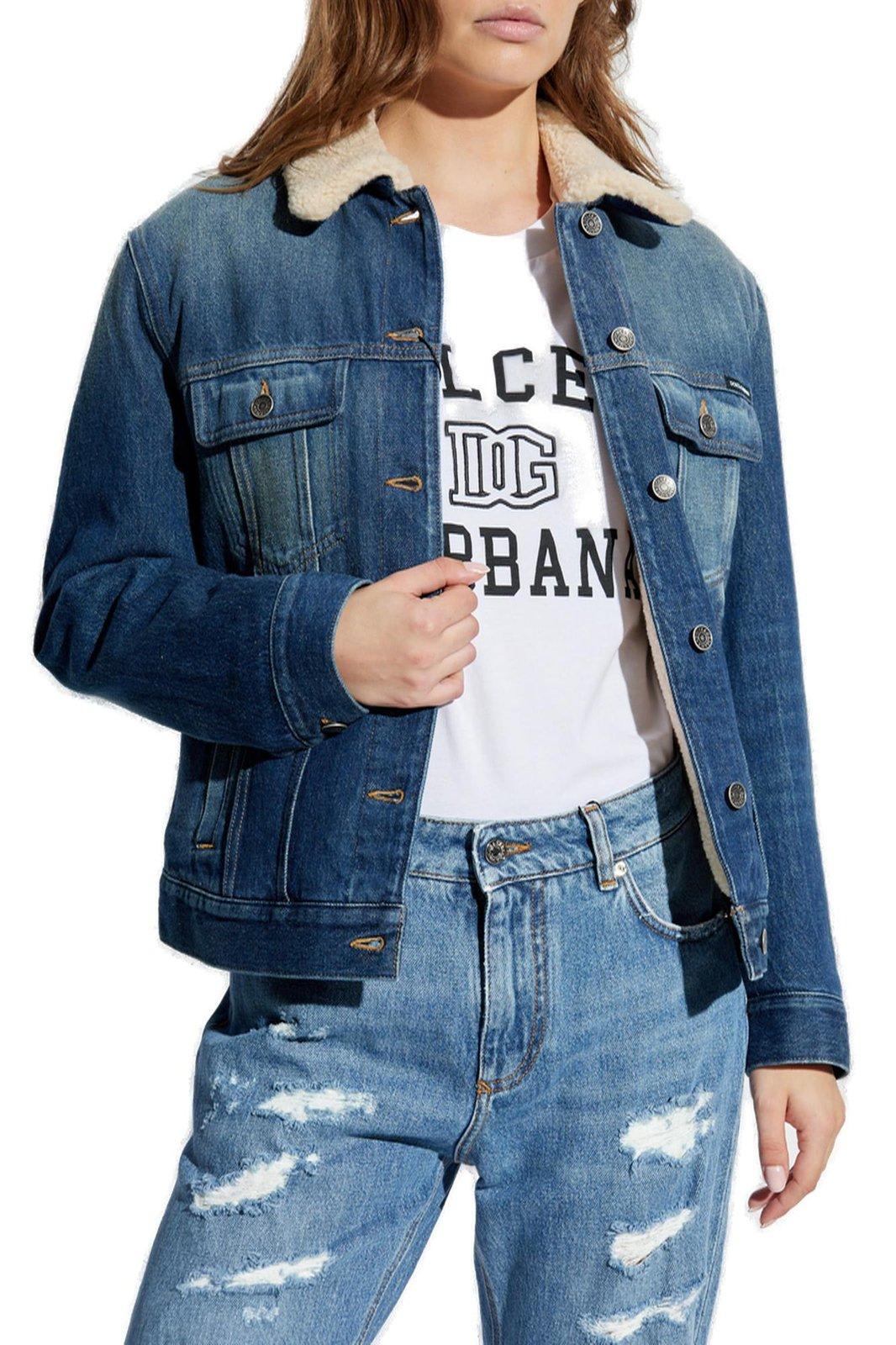 Shop Dolce & Gabbana Logo Plaque Denim Jacket In Variante Abbinata