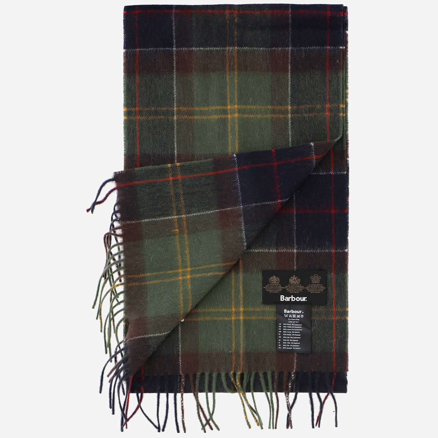 Barbour Acrylic Scarf With Check Pattern In Green