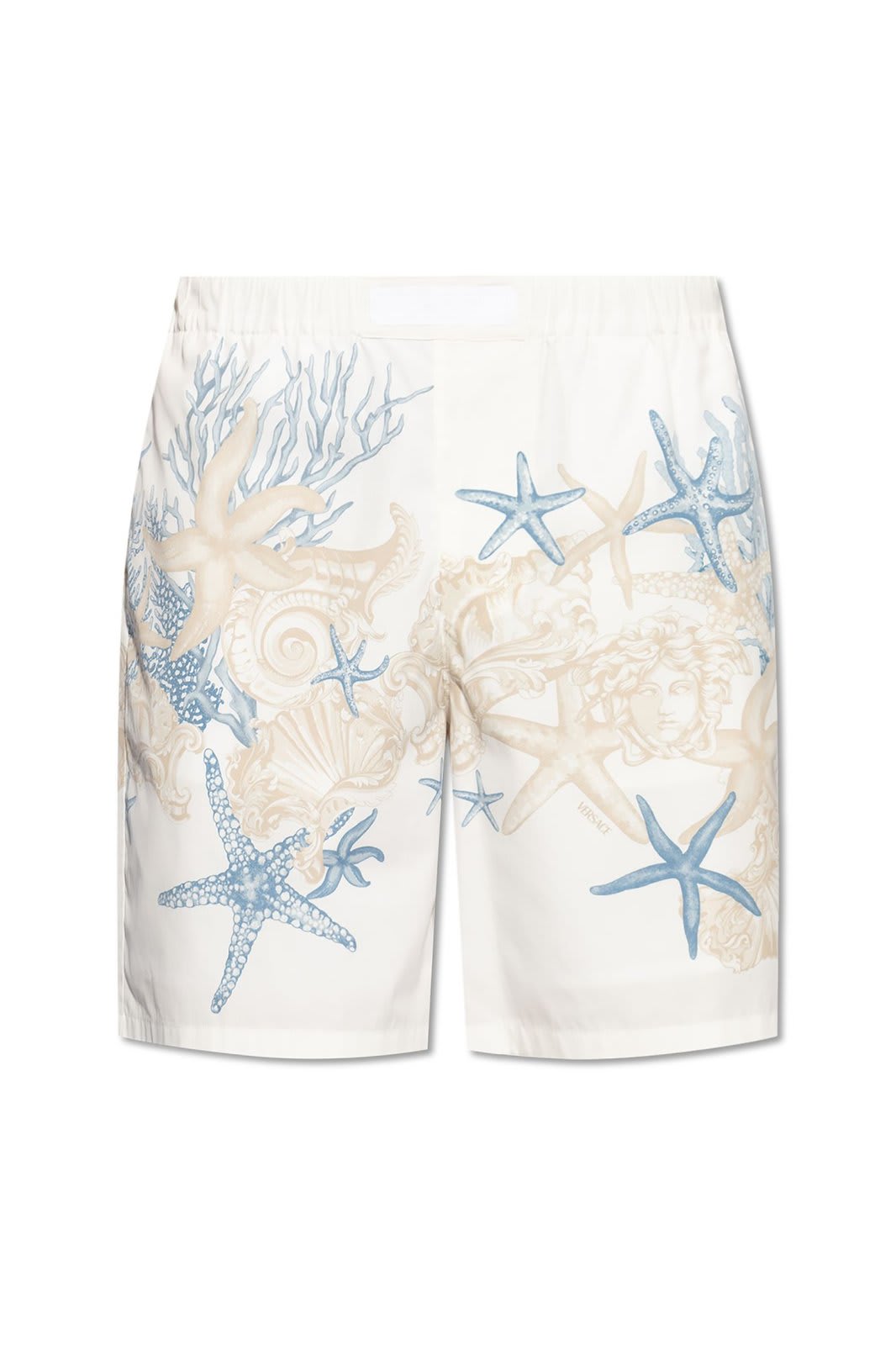 Shop Versace Barocco Sea Logo-patch Shorts In White