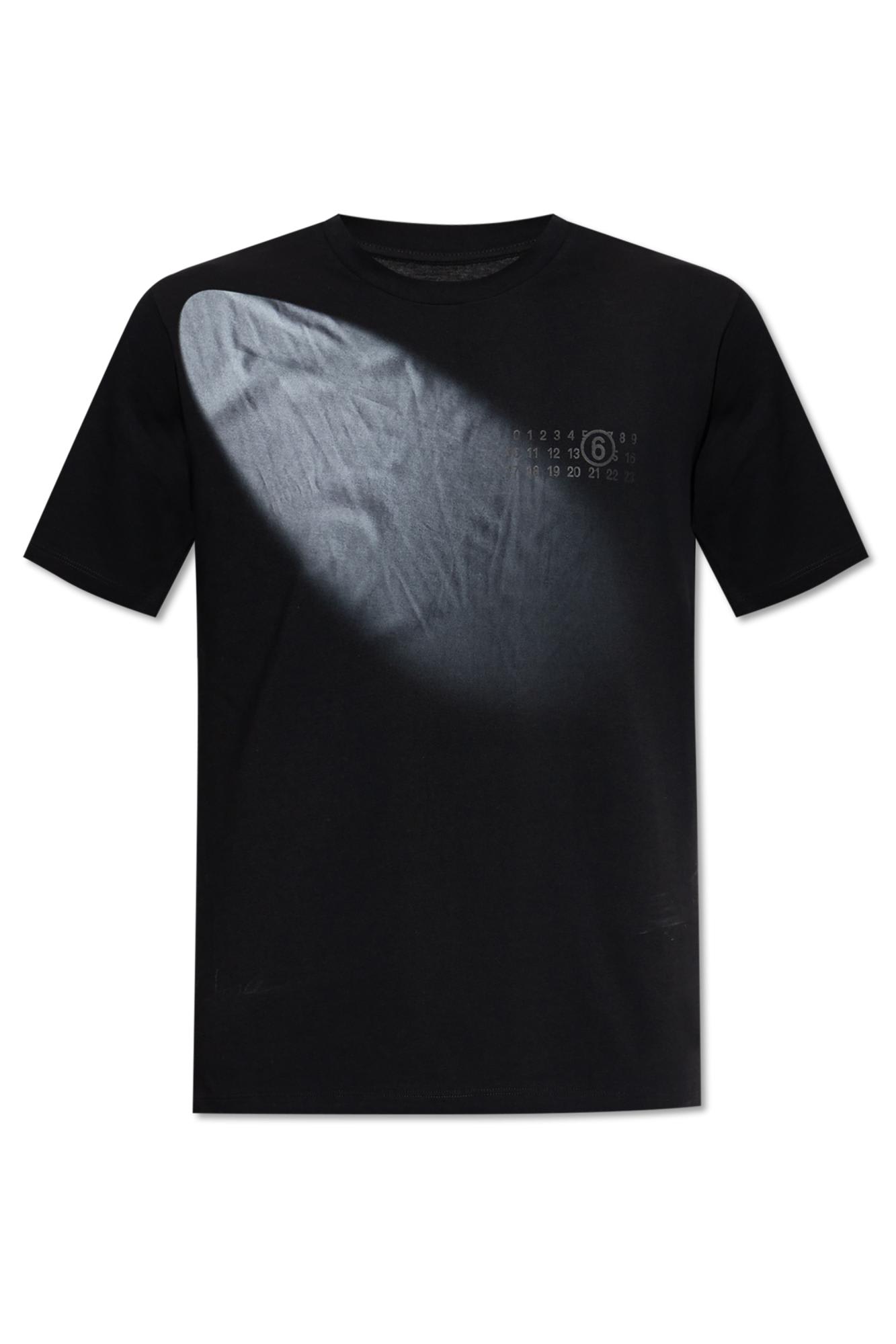 Mm6 Maison Margiela Mm6 By Maison Margiela Gradient Effect Black T-shirt With Subtle Graphic Print In Black