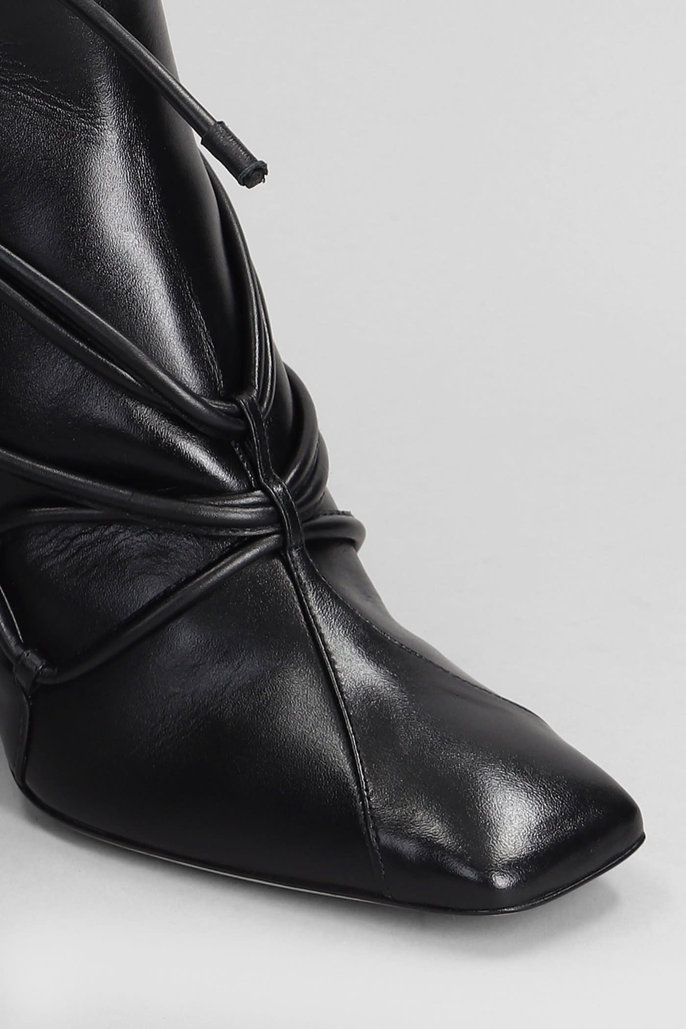 SOPHIA WEBSTER HAVANNA HIGH HEELS ANKLE BOOTS IN BLACK LEATHER 