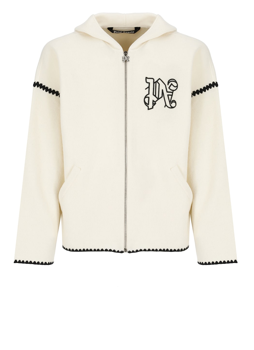 Shop Palm Angels Hoodie With Logo In White
