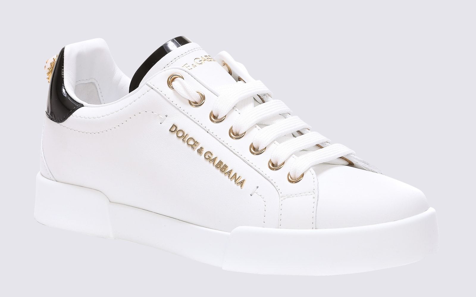 Shop Dolce & Gabbana White Leather Portofino Sneakers