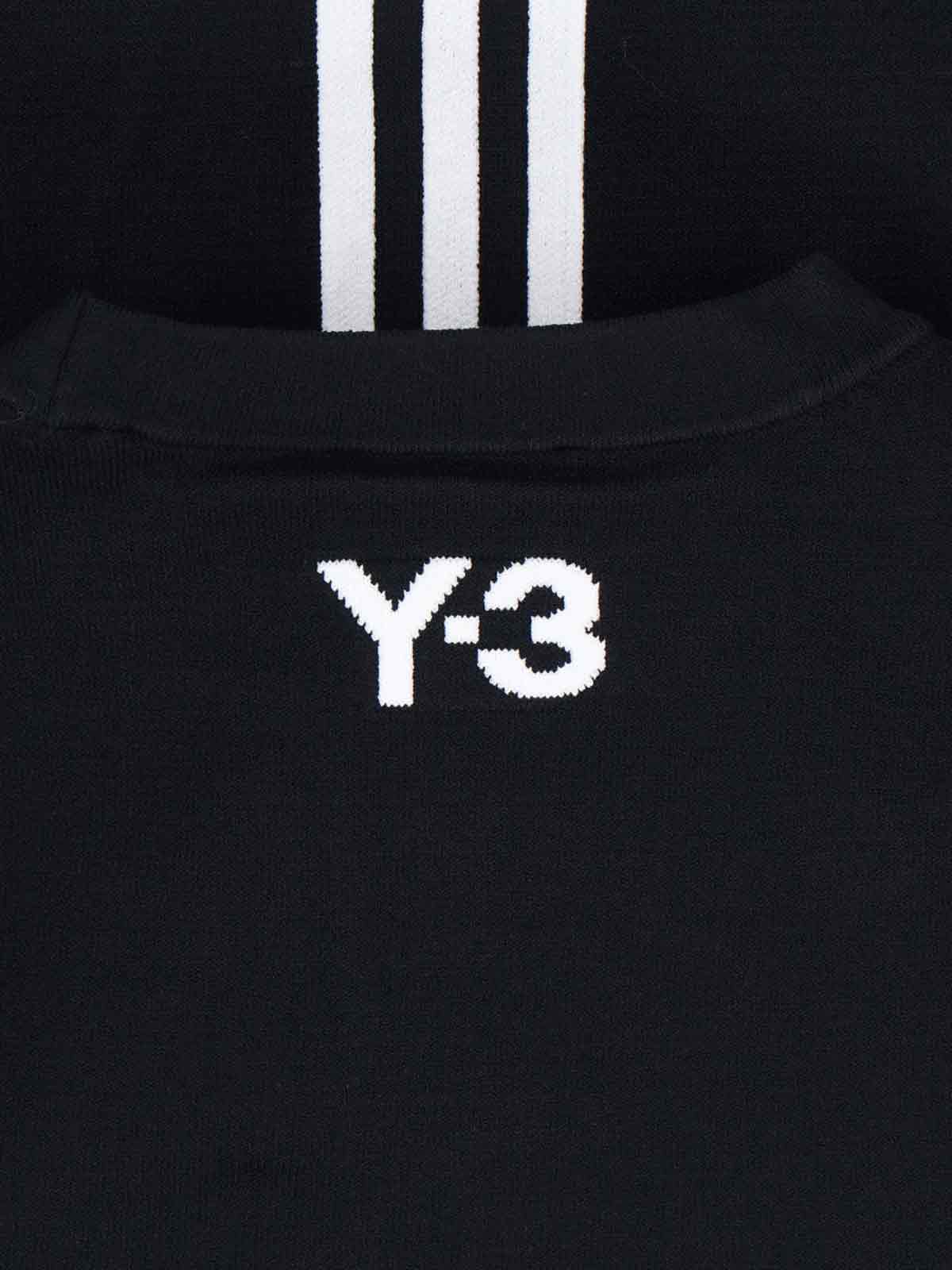 Y-3 Contrasting Striped Long-sleeve Top With Drawstring Hem In Blue