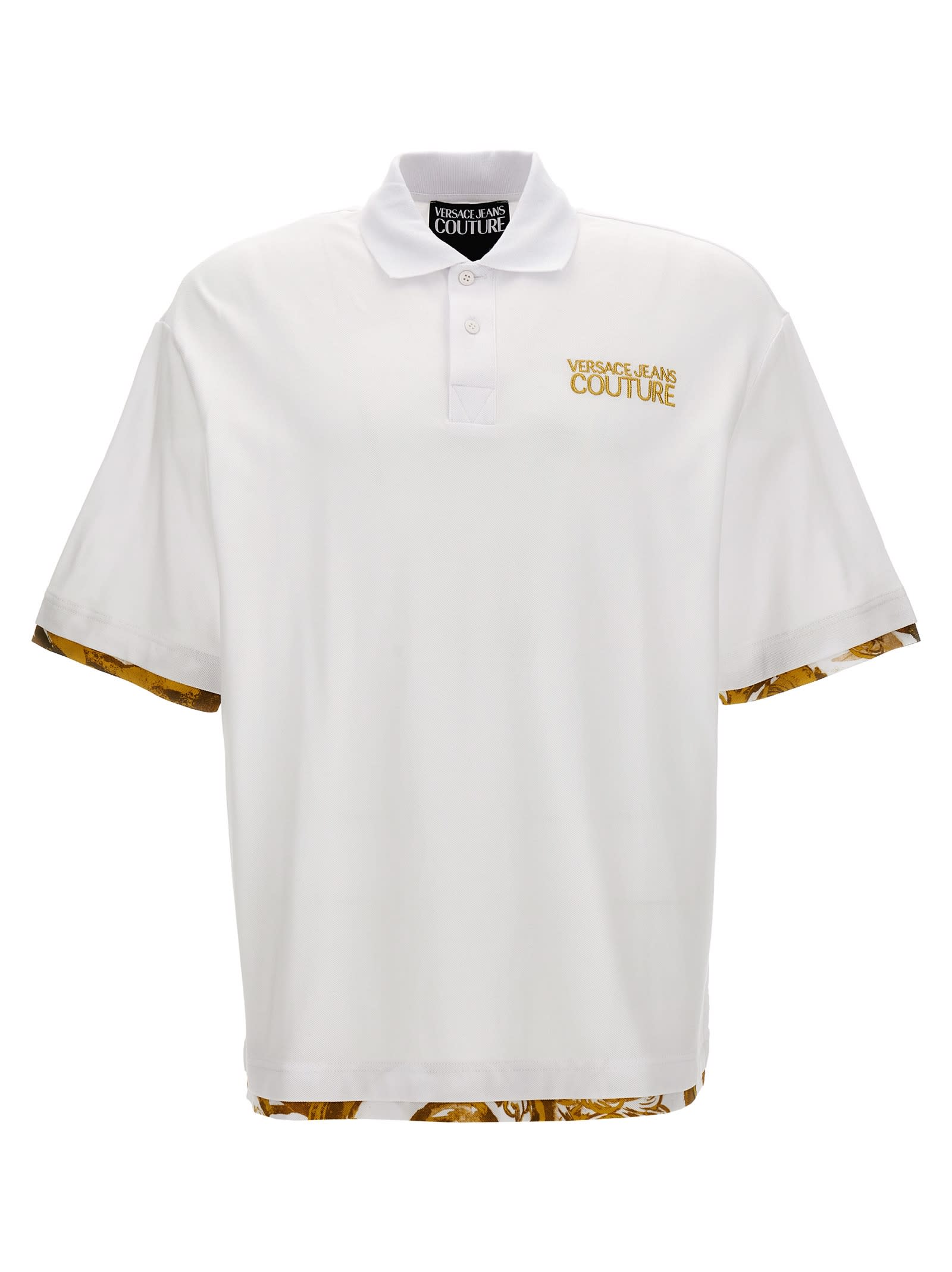 Shop Versace Jeans Couture Barocco Polo Shirt In White