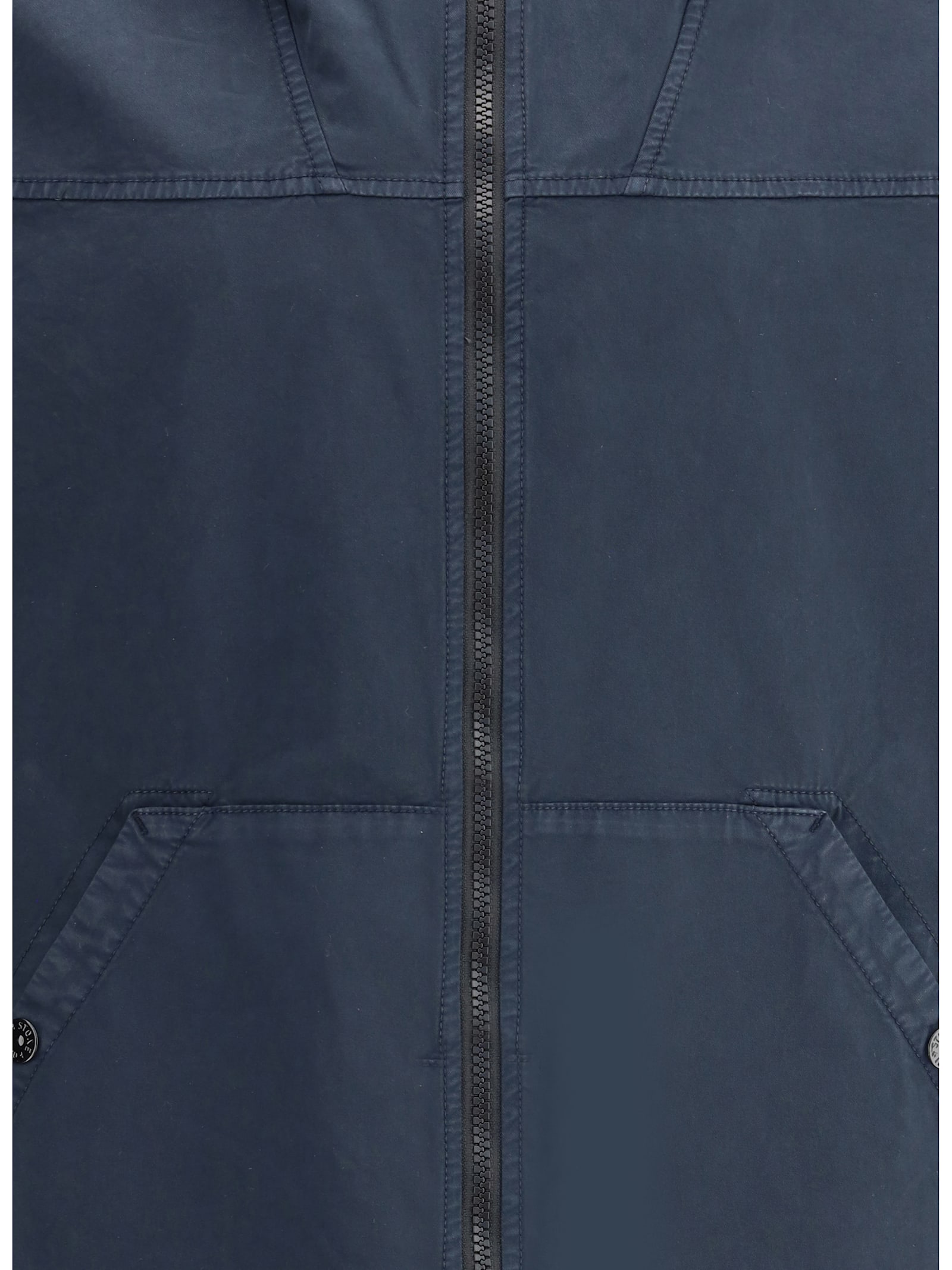 Stone Island Logo Patch Zip-up Jacket In Blue