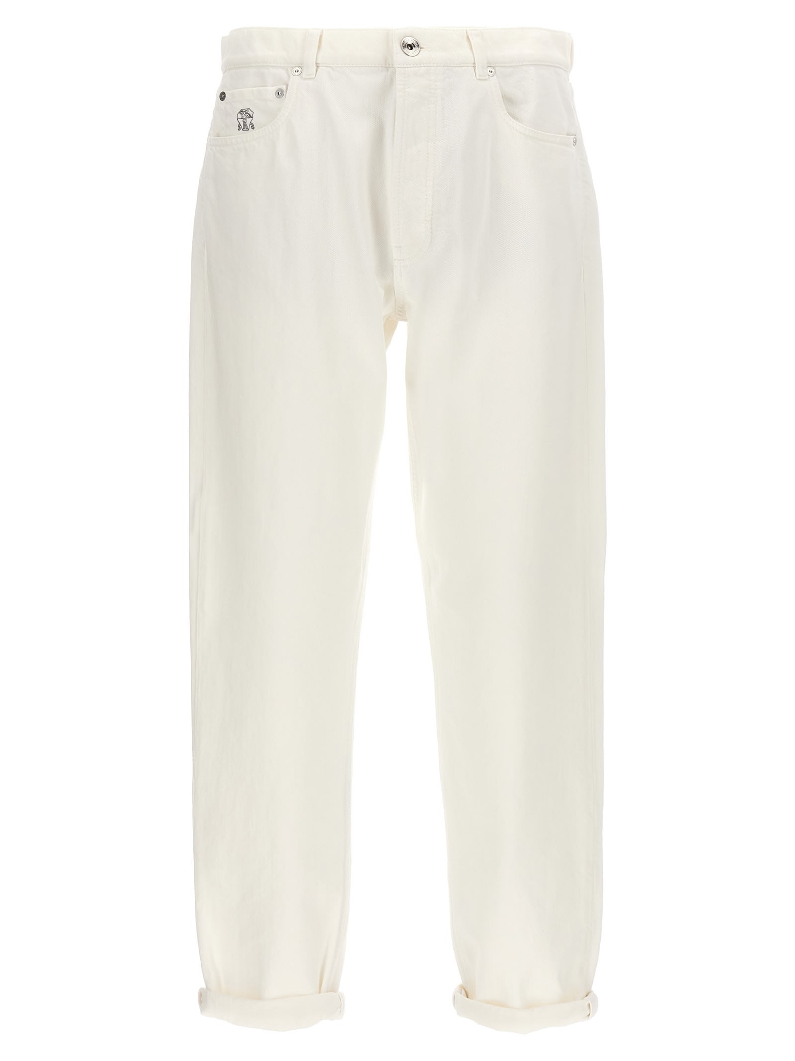 Shop Brunello Cucinelli Bull Jeans In White