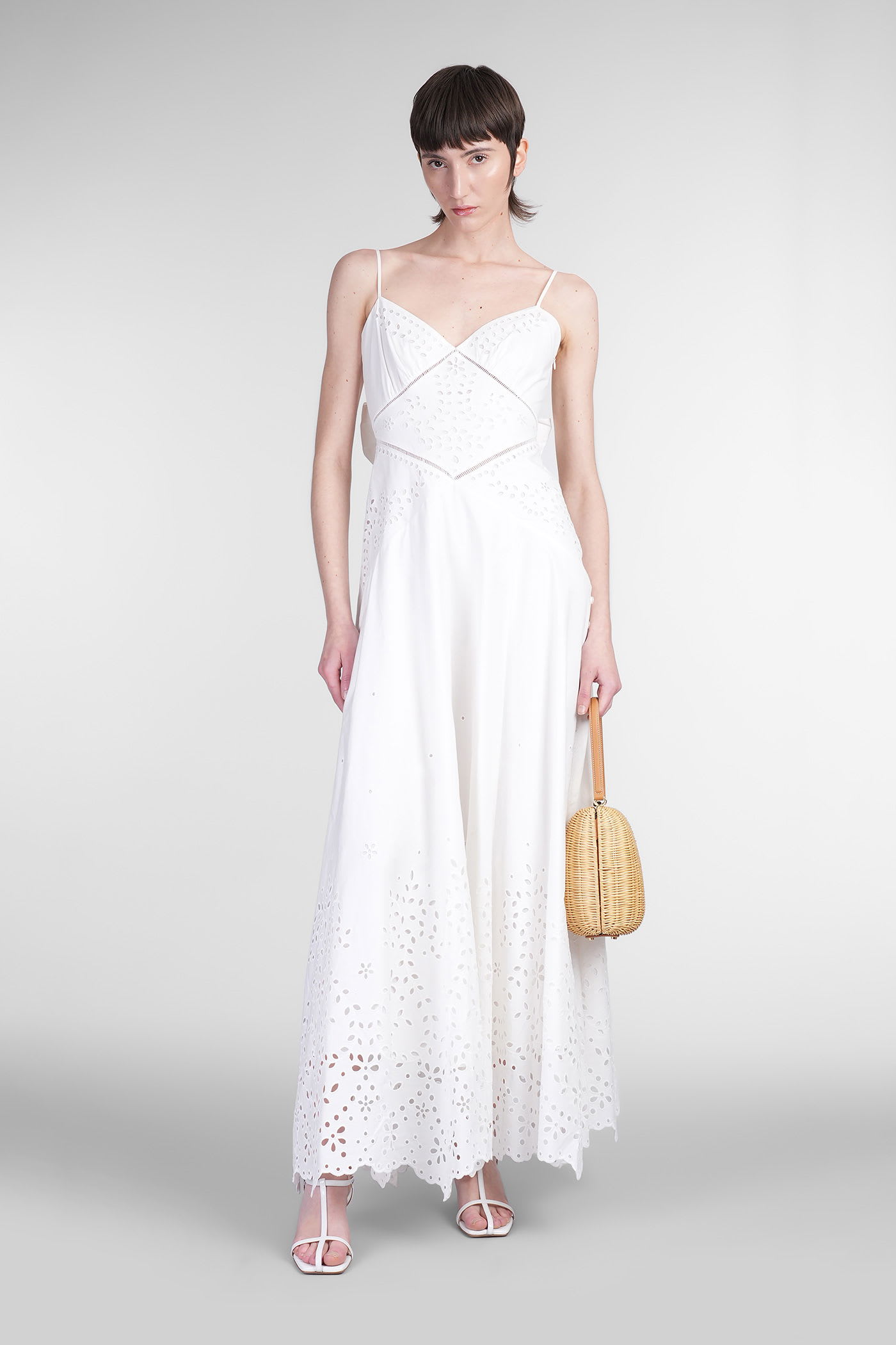 Self-portrait Embroidered Midi Dress In White