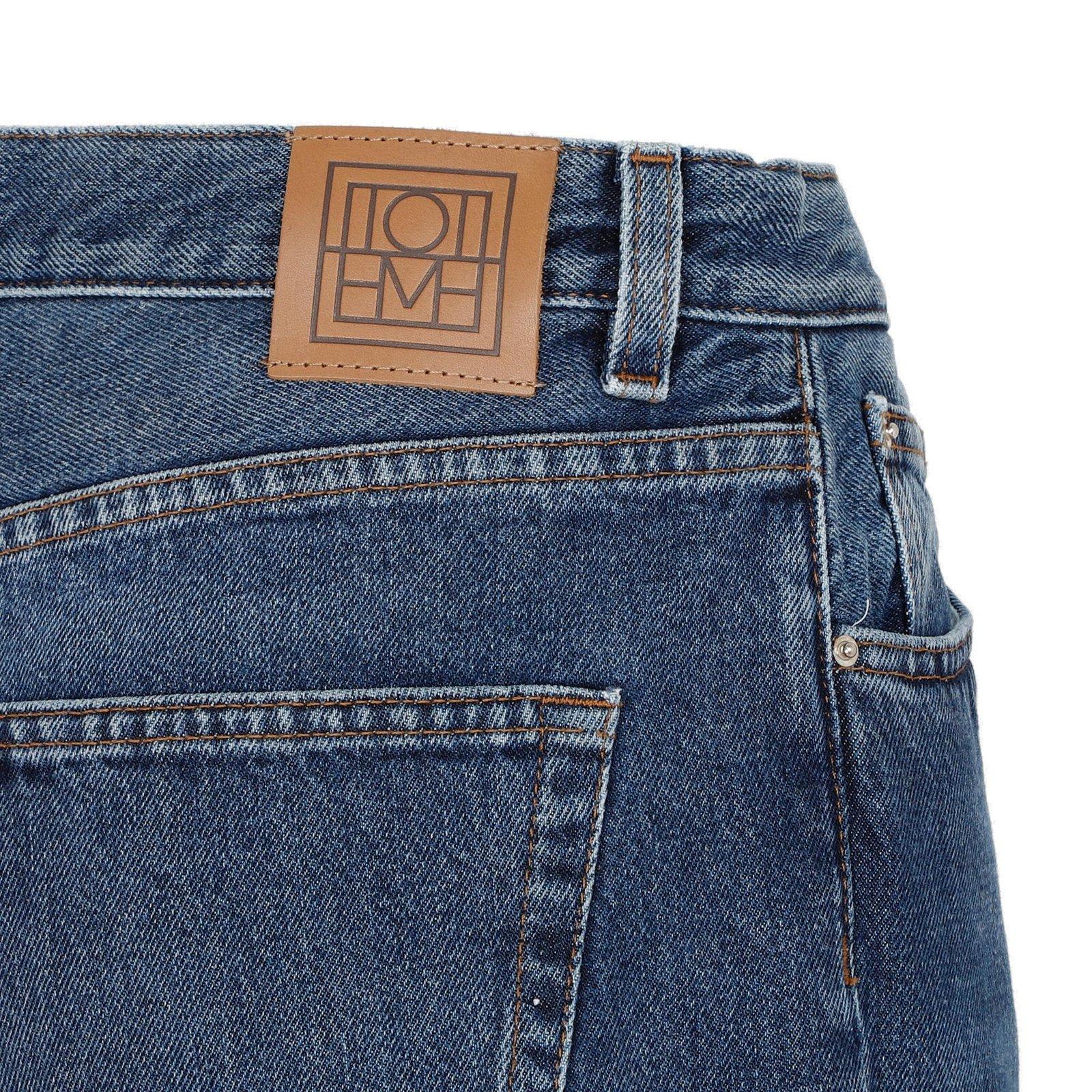 Totême Twisted Seam High-rise Straight-leg Organic-denim Jeans In Blue