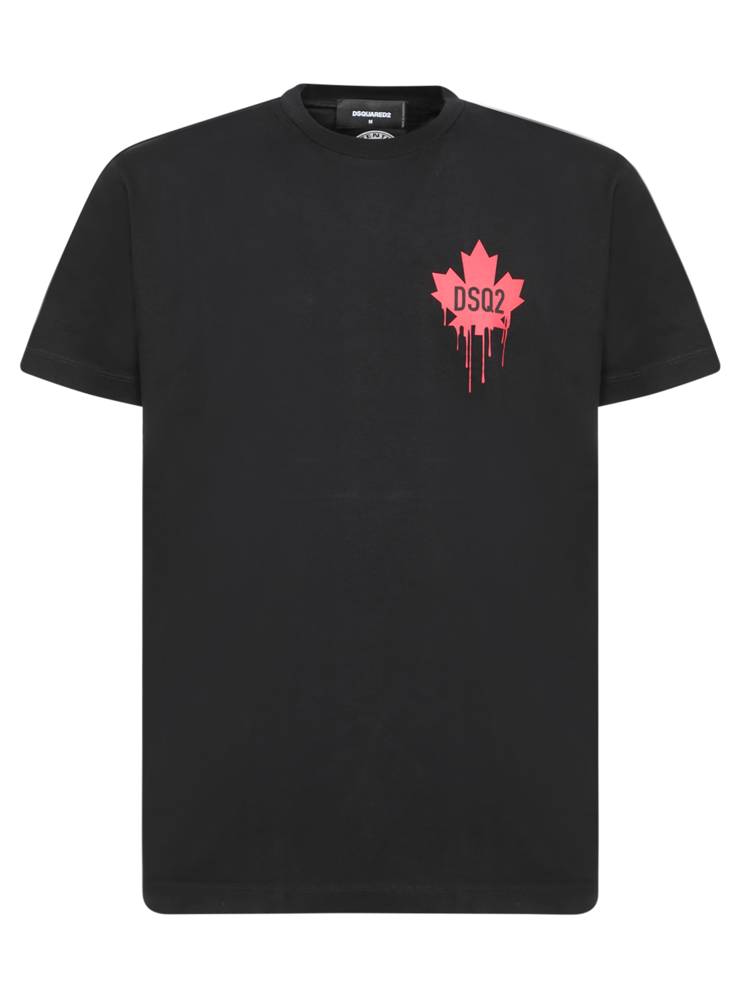 Shop Dsquared2 Leaf Blood Logo Black T-shirt