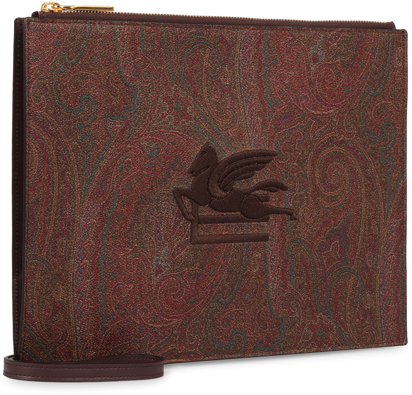 Shop Etro Jacquard Fabric Clutch In Brown