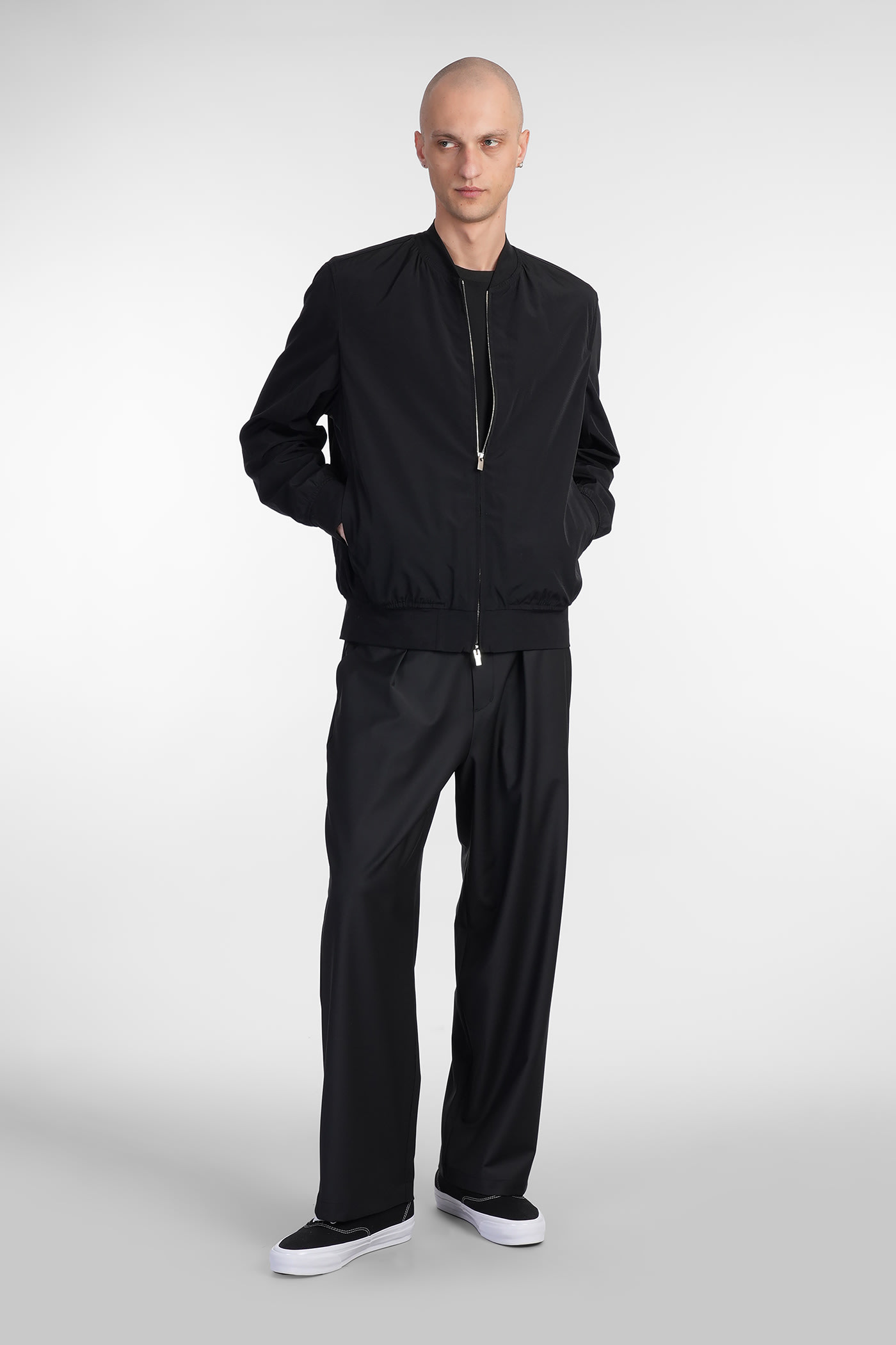Attachment Cotton-blend Bomber Jacket In Black