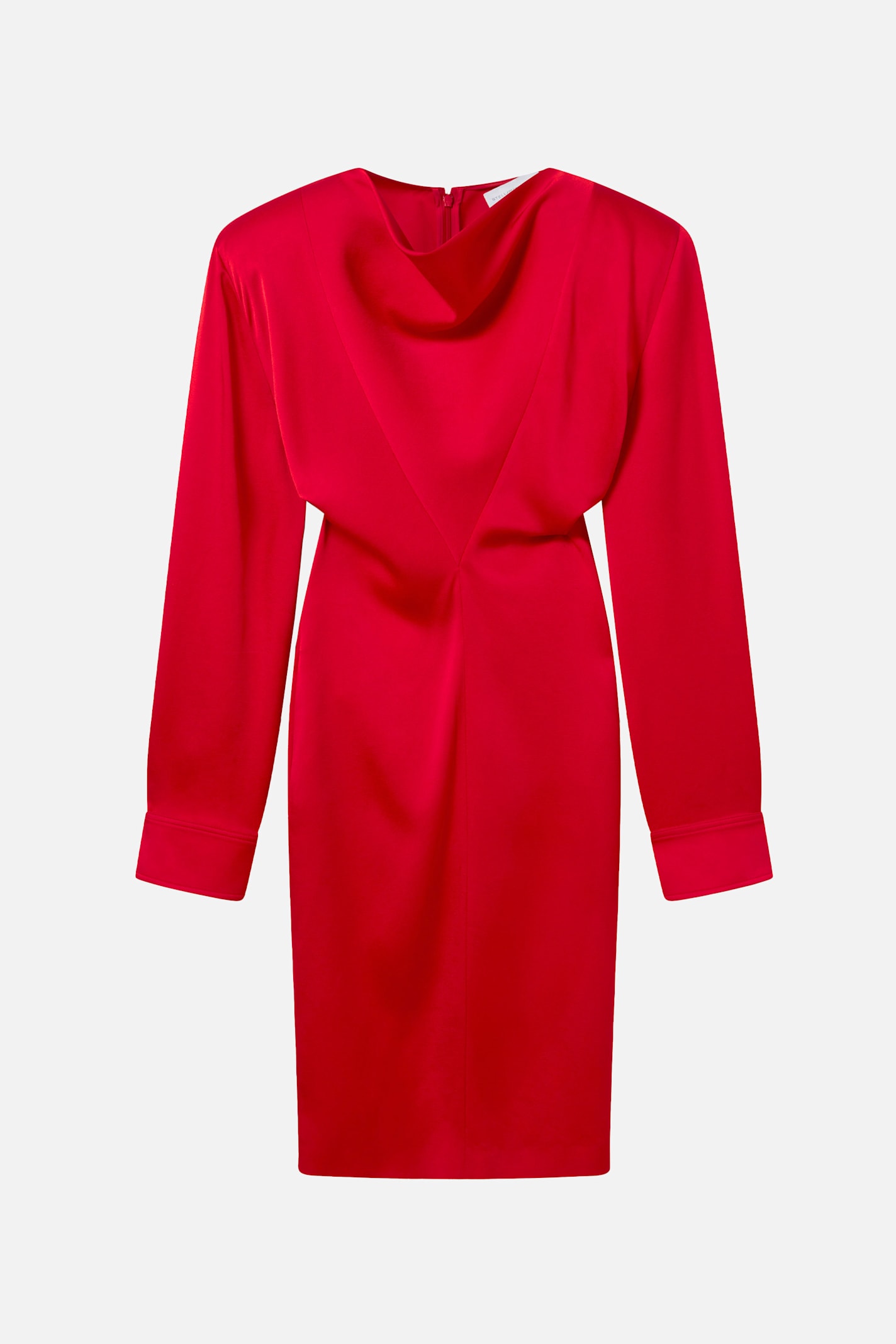 Stella Mccartney Midi Dress With Ring Neckline And Long Sleeves In Red