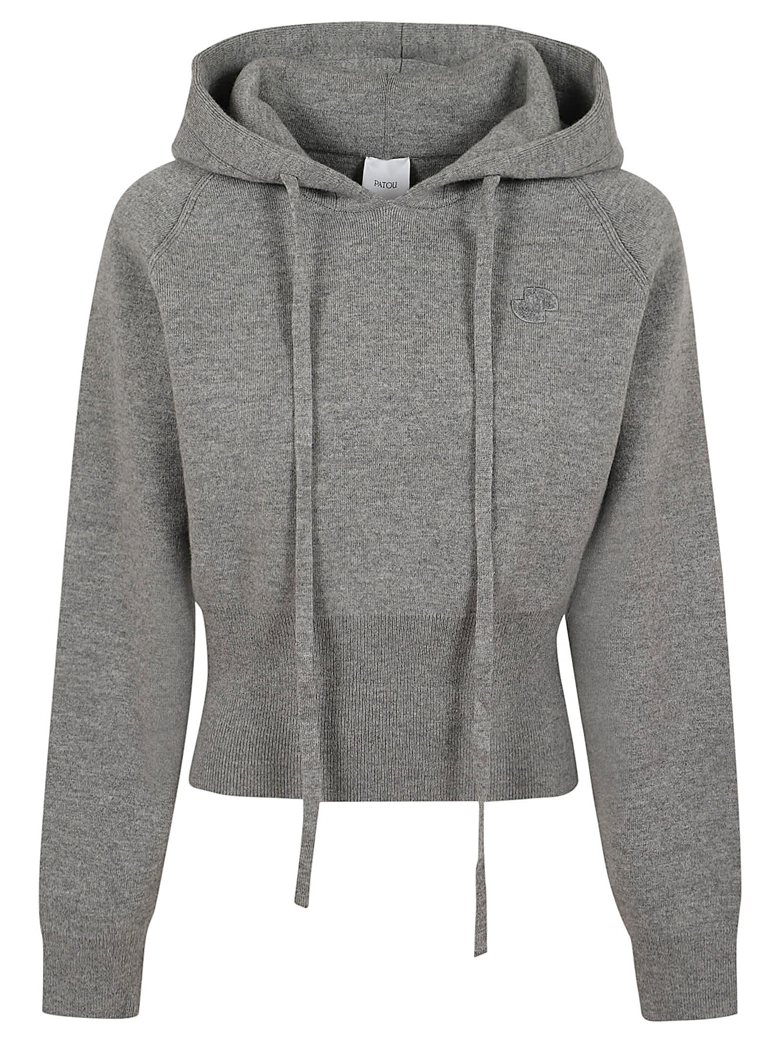 Shop Patou Knitted Hoodie In A Grey