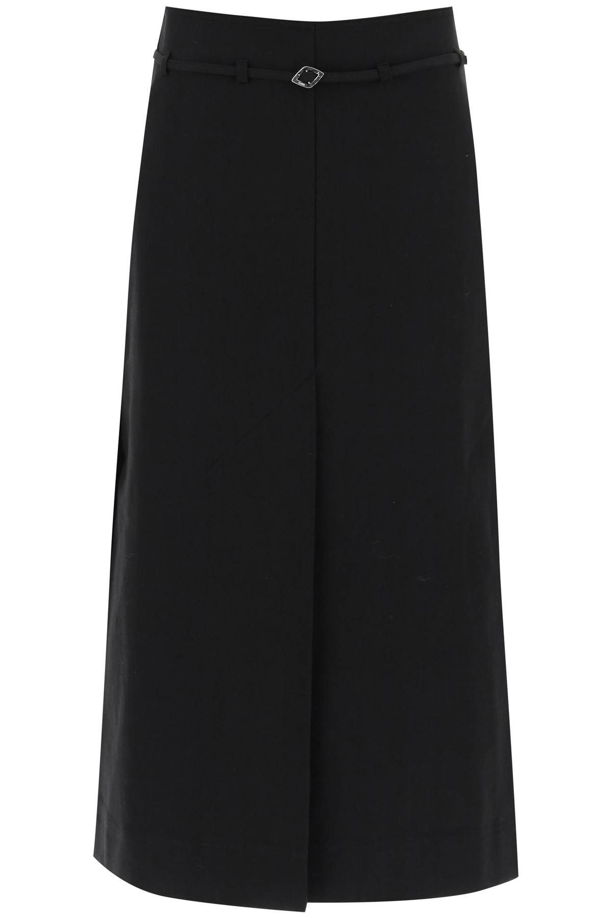 Ganni Cotton Suiting Maxi Slit Skirt In Black (black)