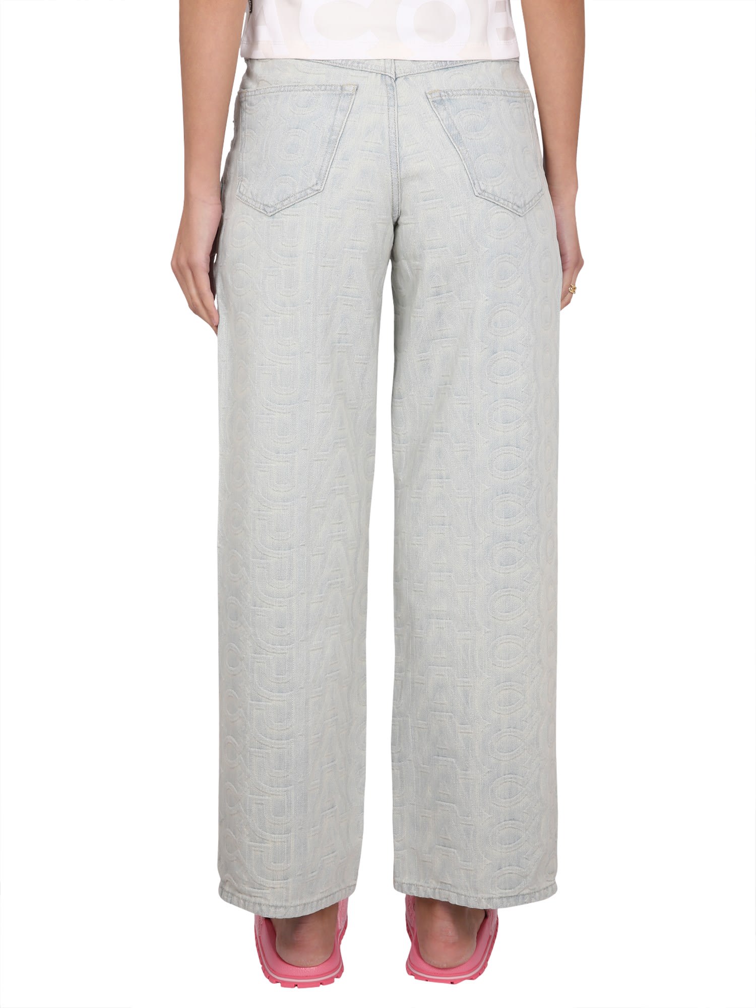 Marc Jacobs Monogram Denim Pants In Azzurro