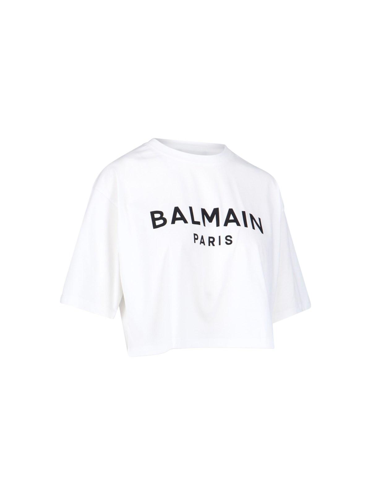 Shop Balmain Logo Crop T-shirt