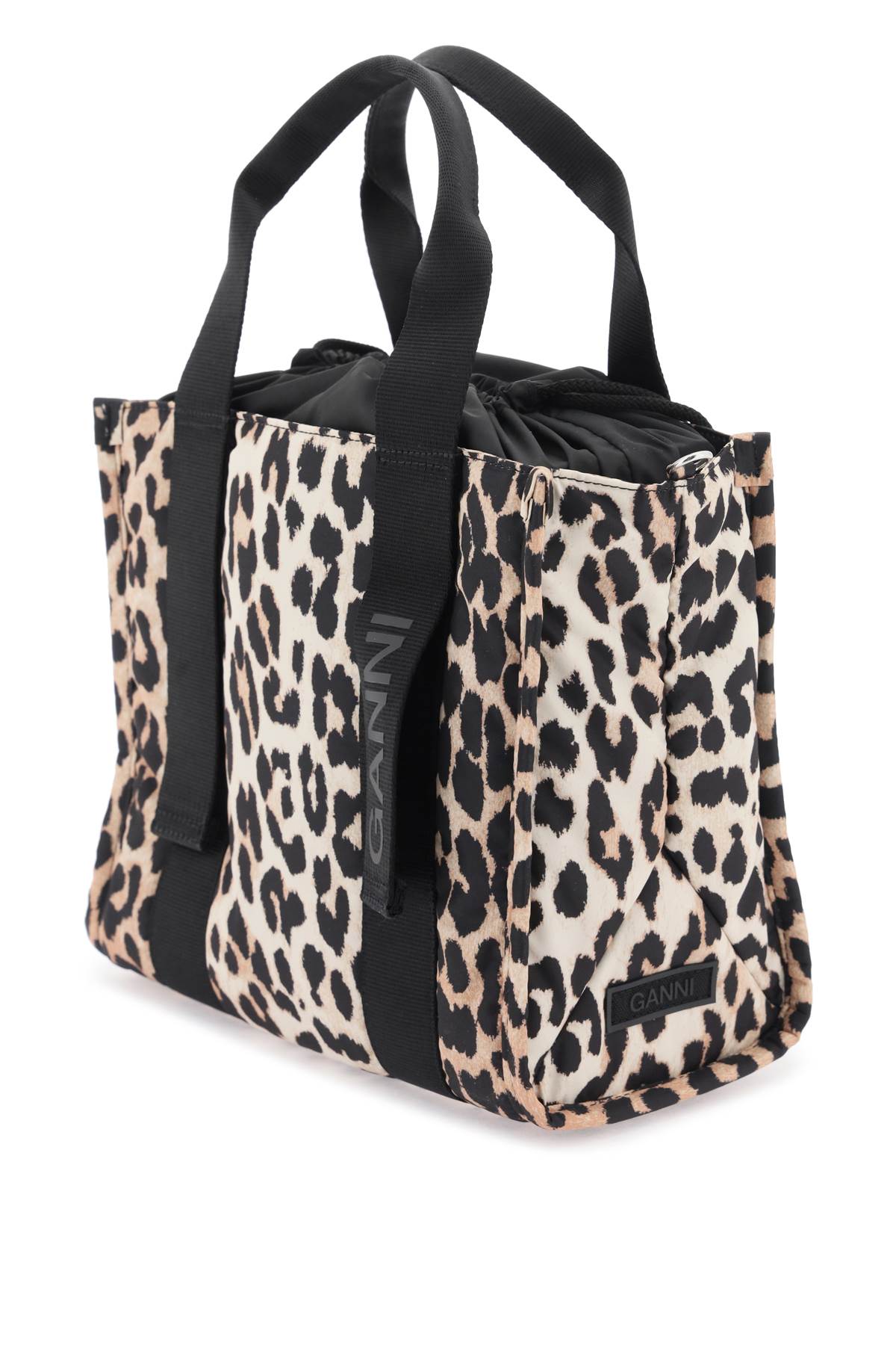Shop Ganni Animal-print Tote Bag In Leopard (beige)