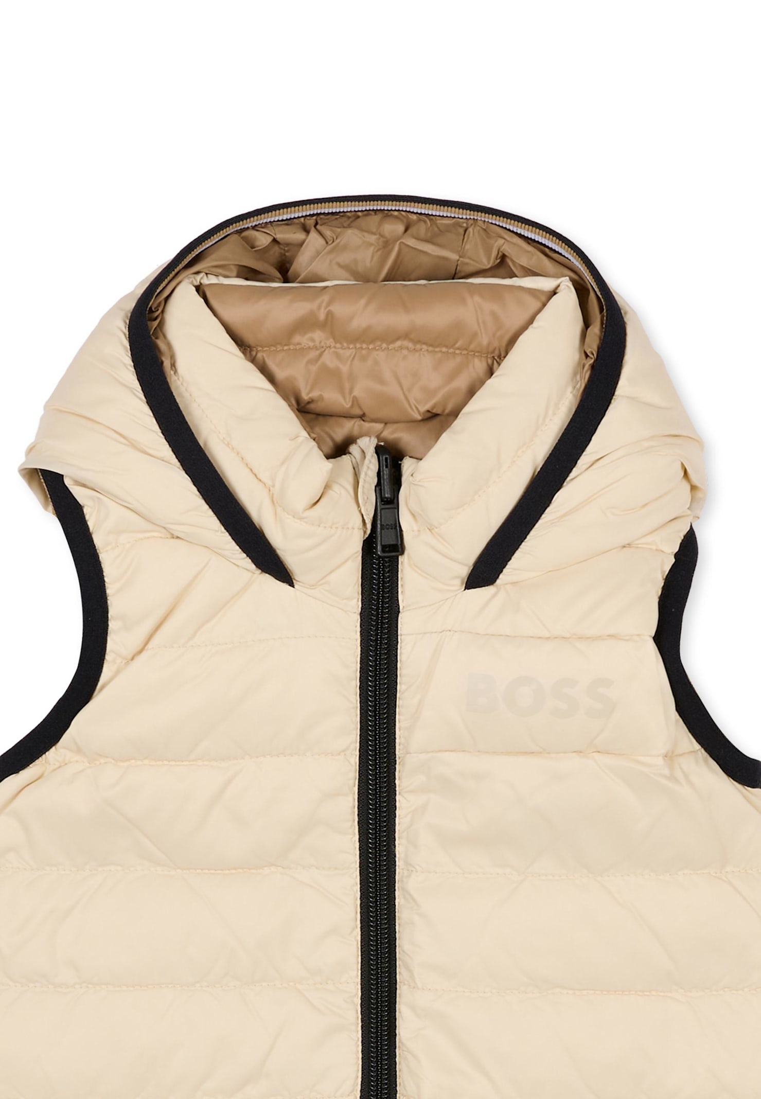 Hugo Boss Beige Reversible Vest For Baby Boy With Logo In Pink