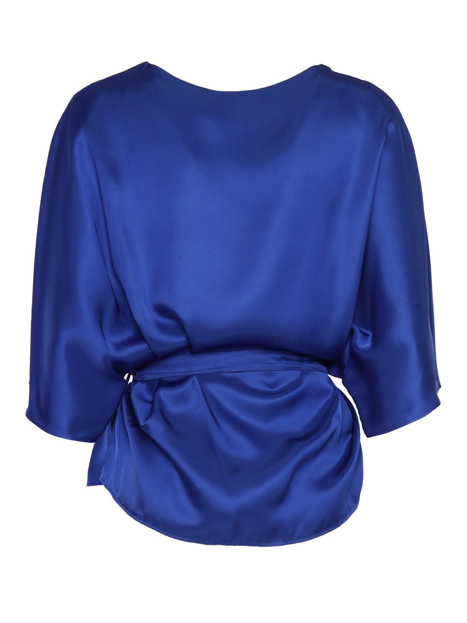Shop P.a.r.o.s.h Belted Blouse In Blue