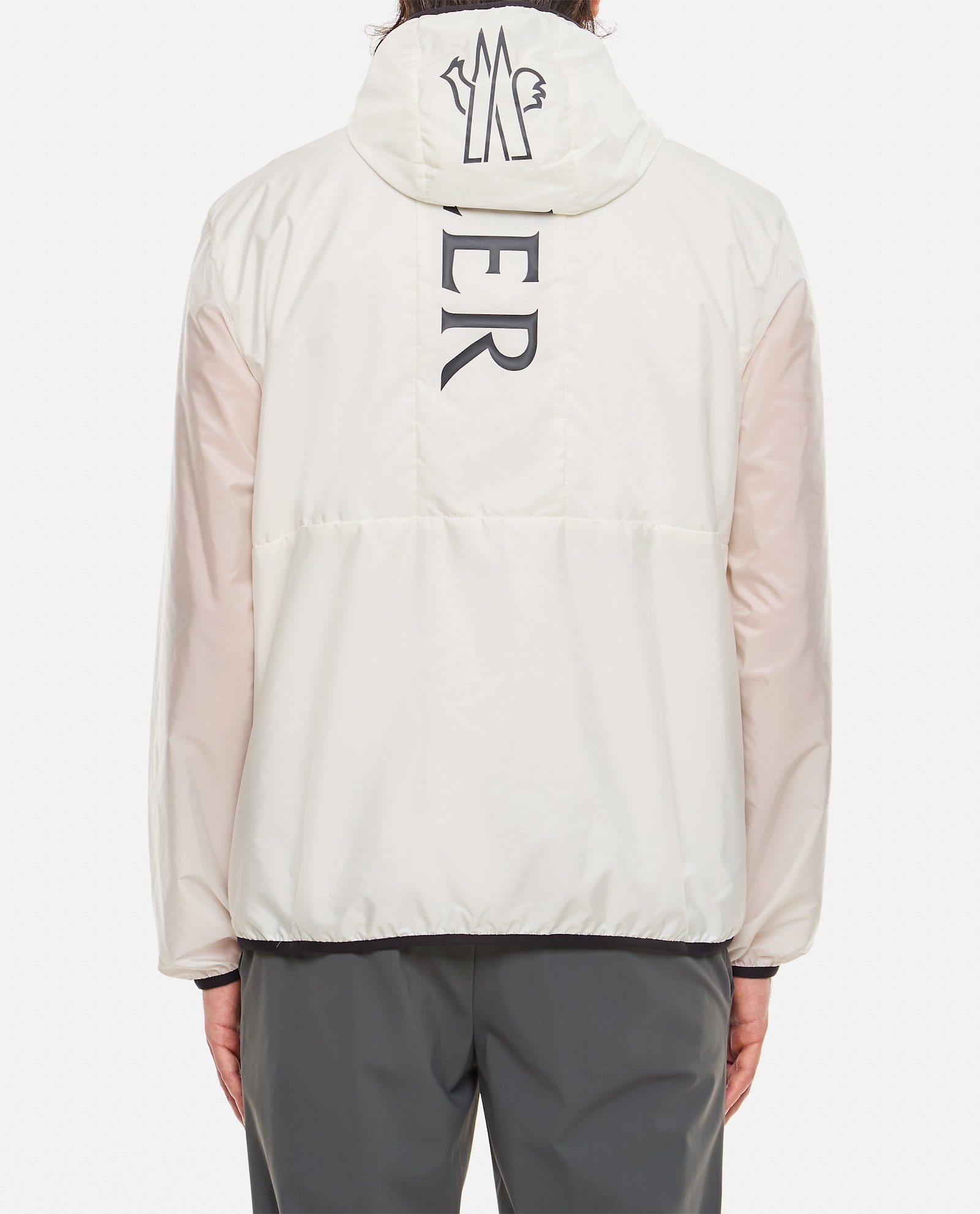 Moncler White Grainer Hooded Windbreaker Jacket In White