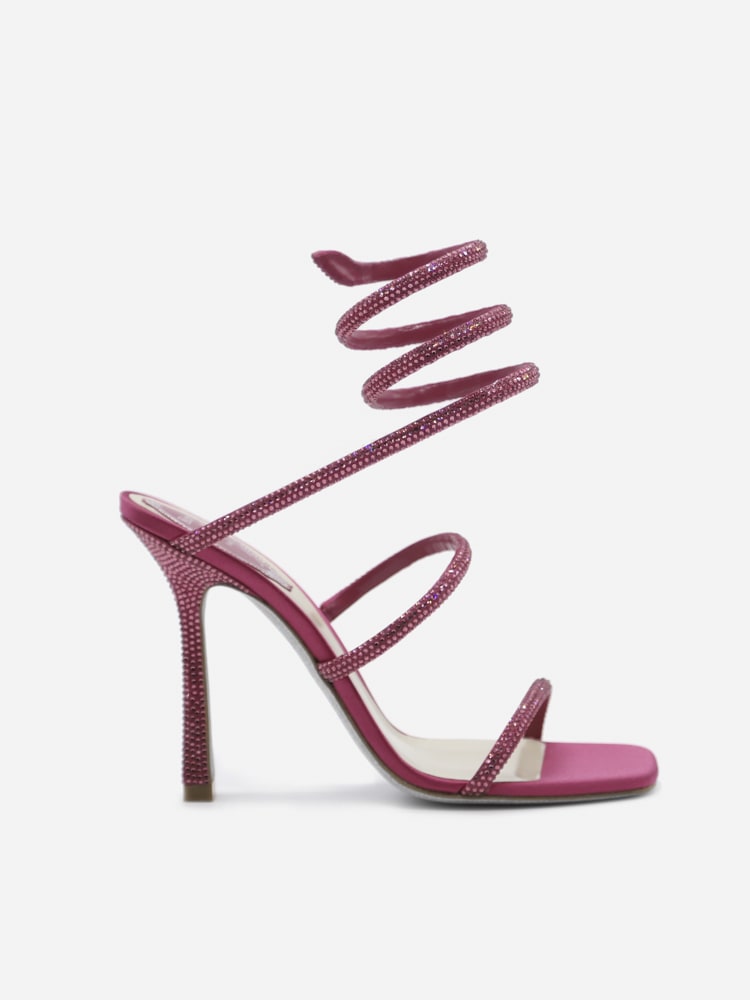 René Caovilla Cleo Sandals In Satin With All-over Crystals