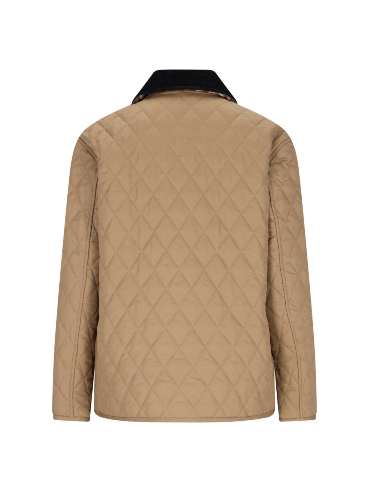 Shop Burberry Long Sleeved Quilted Jacket In Camel