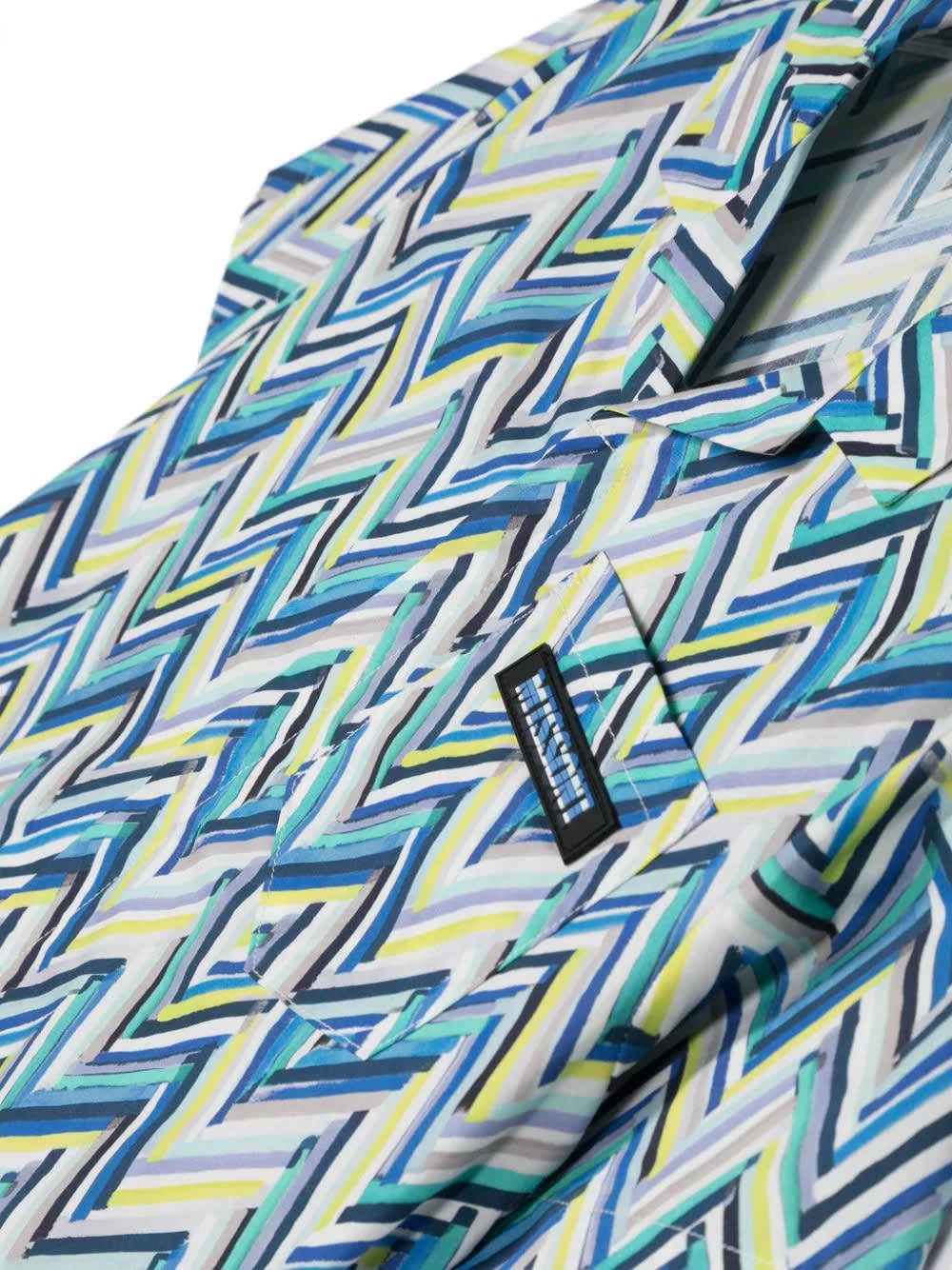 Shop Missoni Short- Sleeved Shirt With Blue Chevron Pattern