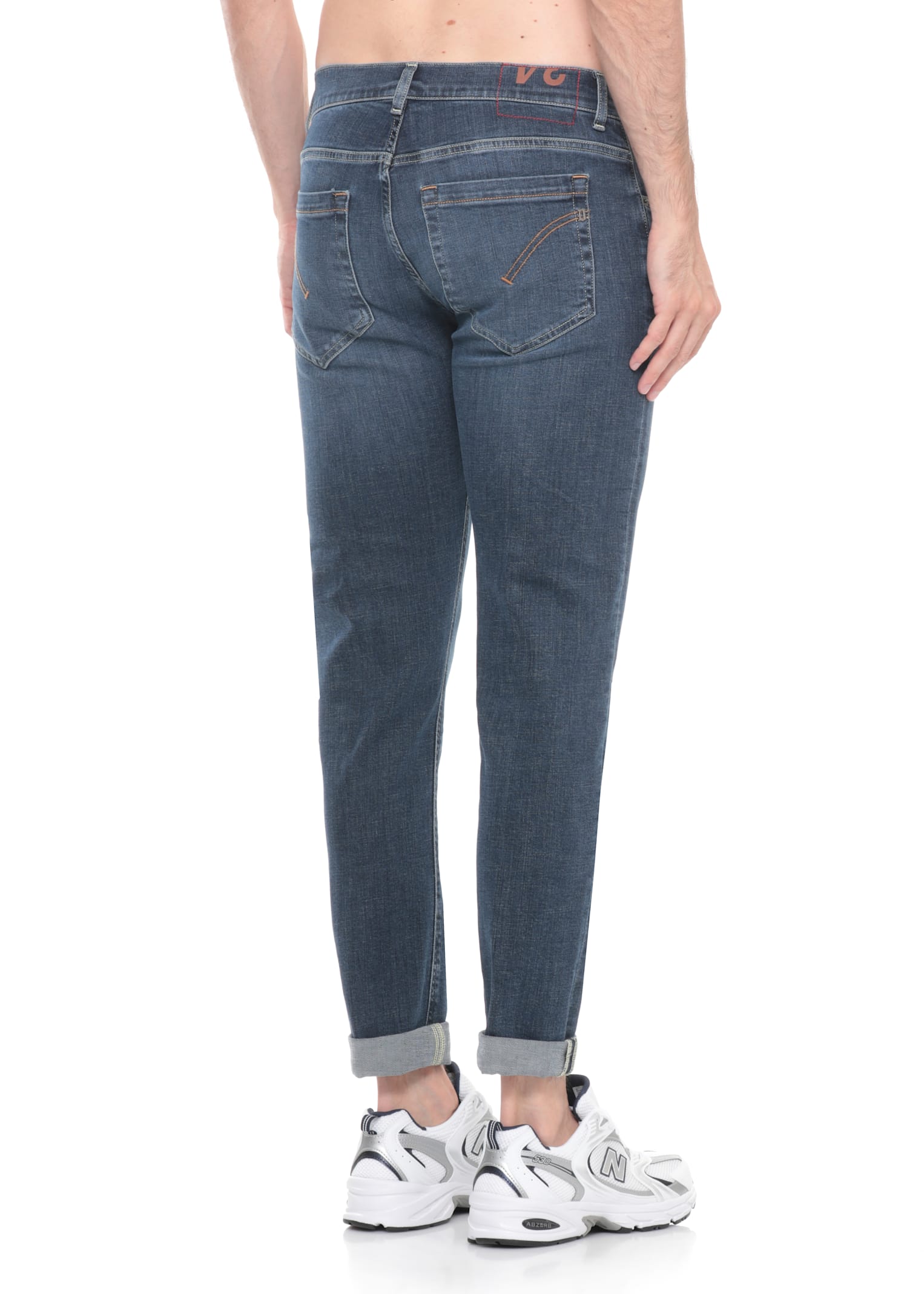 Dondup Straight Leg Cotton Jeans With Belt Loops In Blue