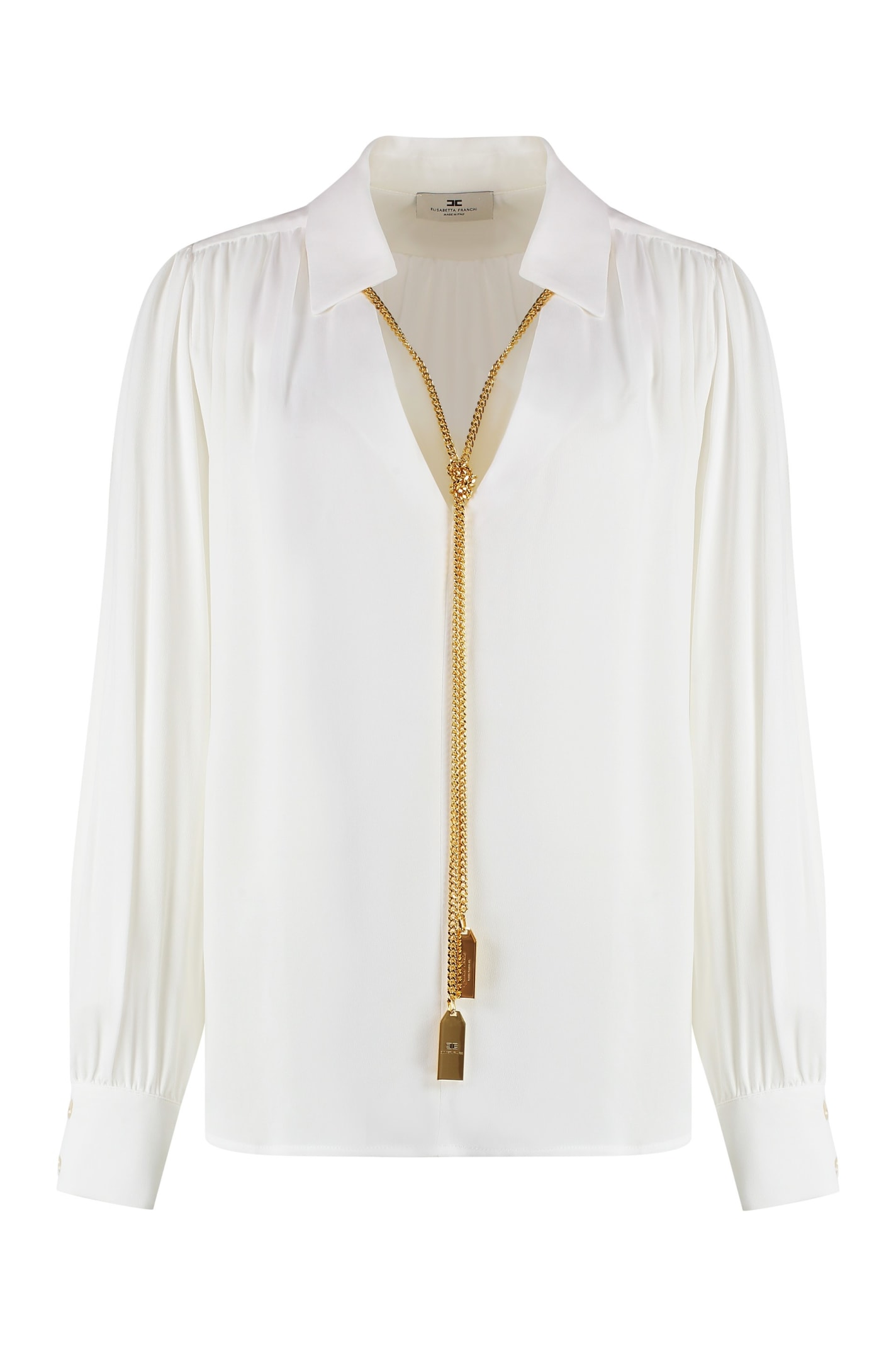 Shop Elisabetta Franchi Georgette Shirt In Ivory