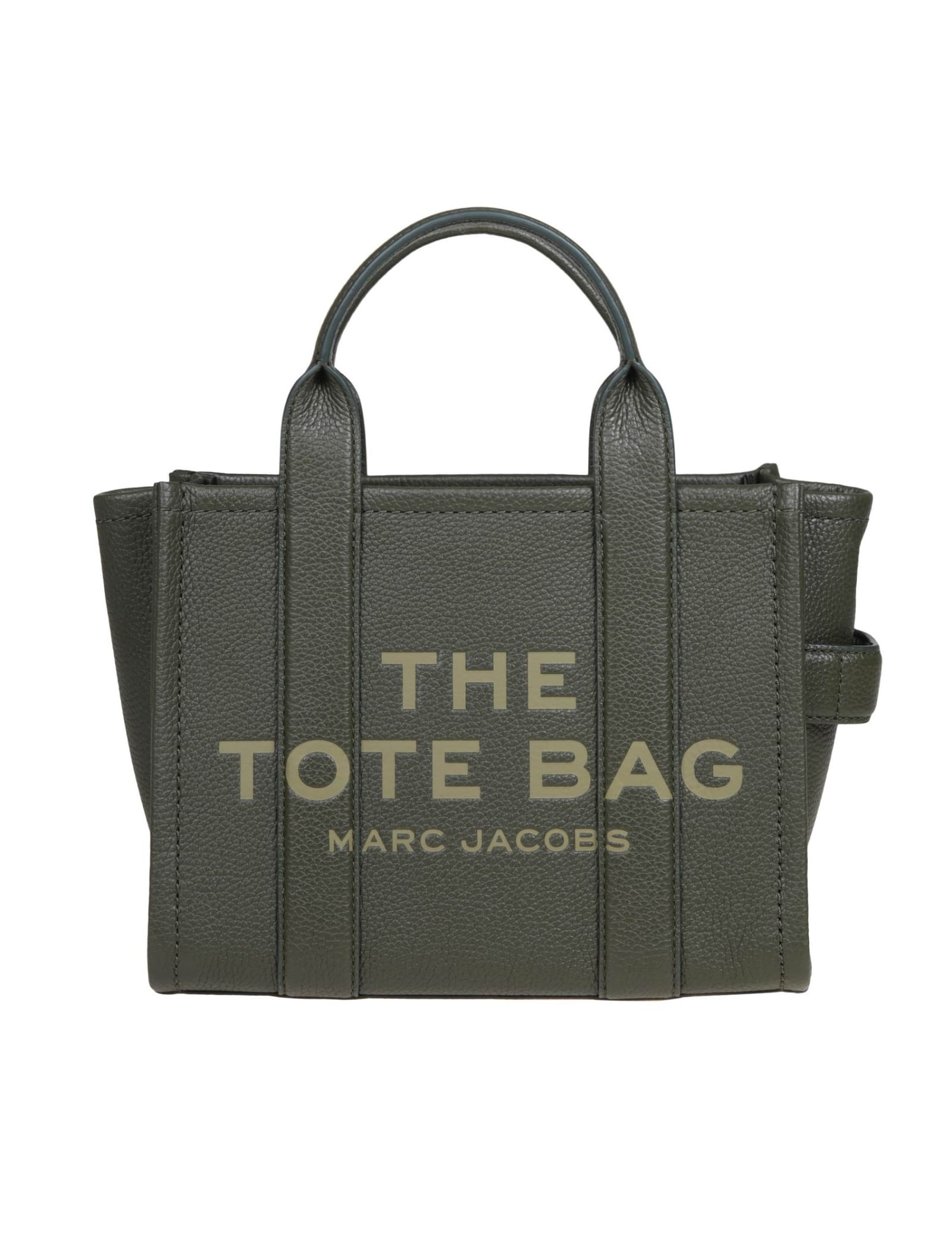 Marc Jacobs Small Tote In Green Leather In Grey